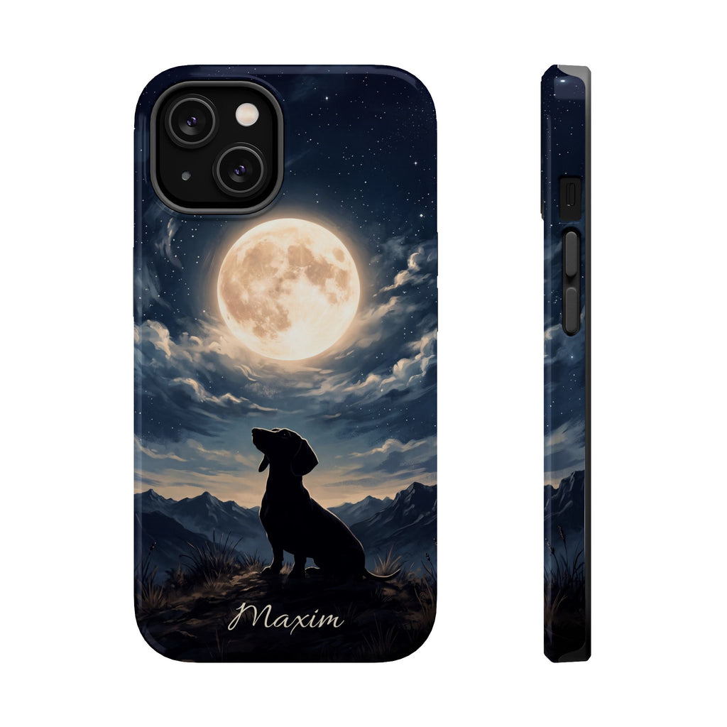 Personalized Dachshund Moonlight Phone Case — Wireless Charging Cover