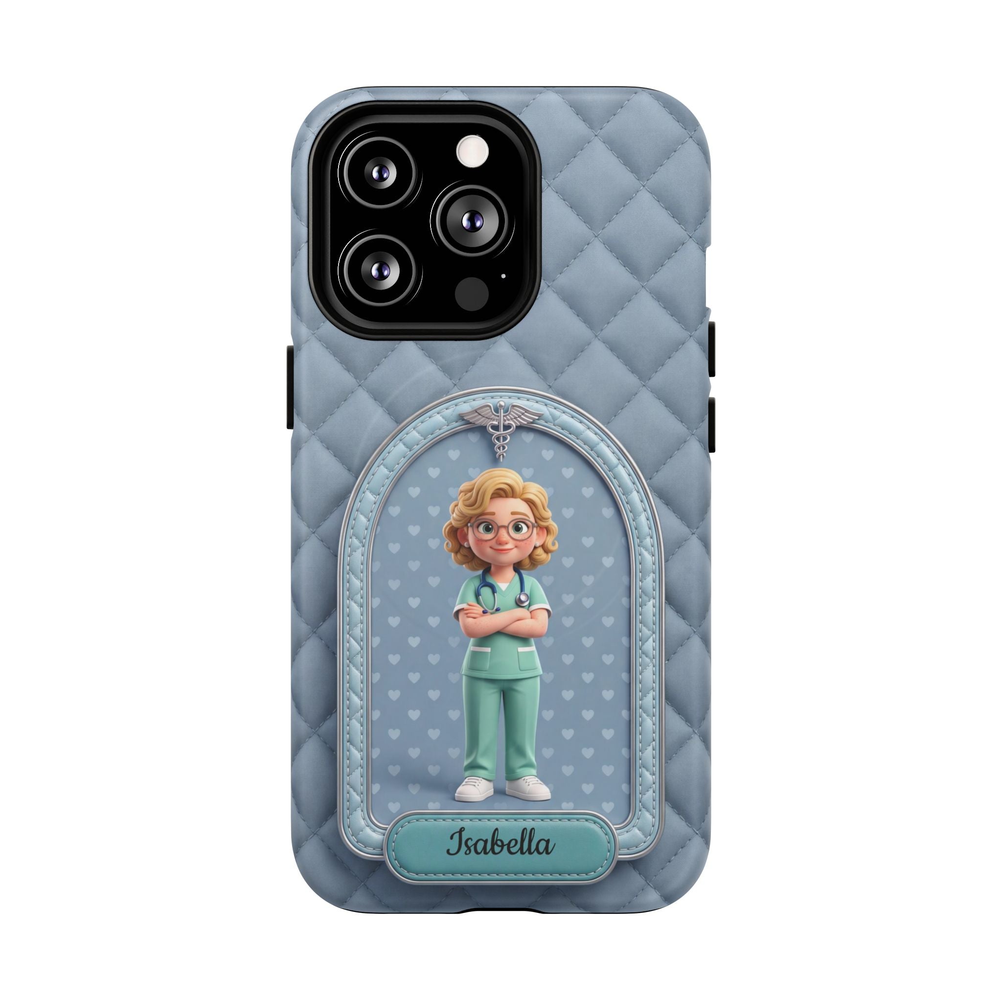 Personalized Nurse Phone Case | Quilted Badge Design, Custom Name iPhone Case