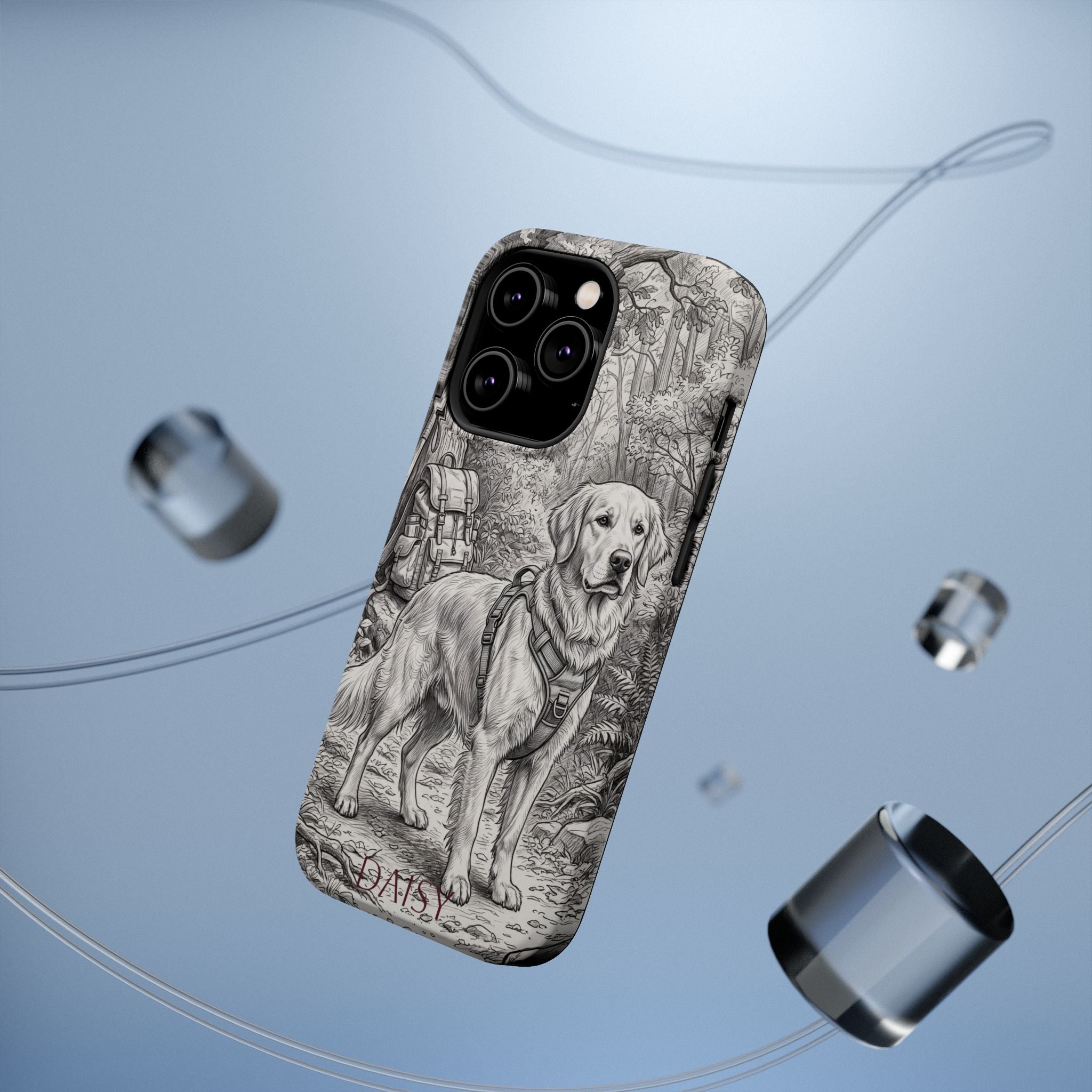 Personalized Golden Retriever Woodland Trail Phone Case — Wireless Charging Cover