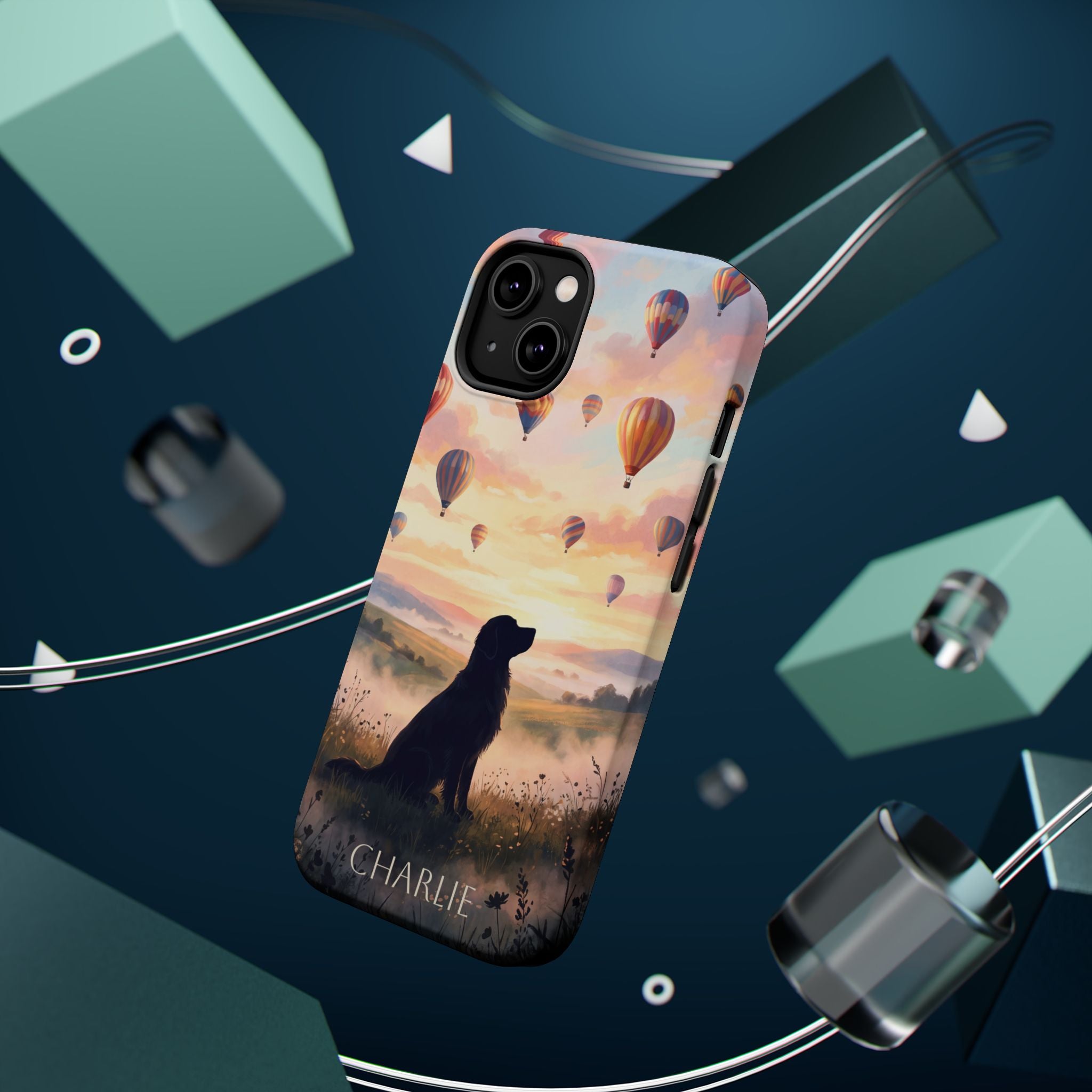 Personalized Golden Retriever Hot Air Balloon Phone Case — Wireless Charging Cover