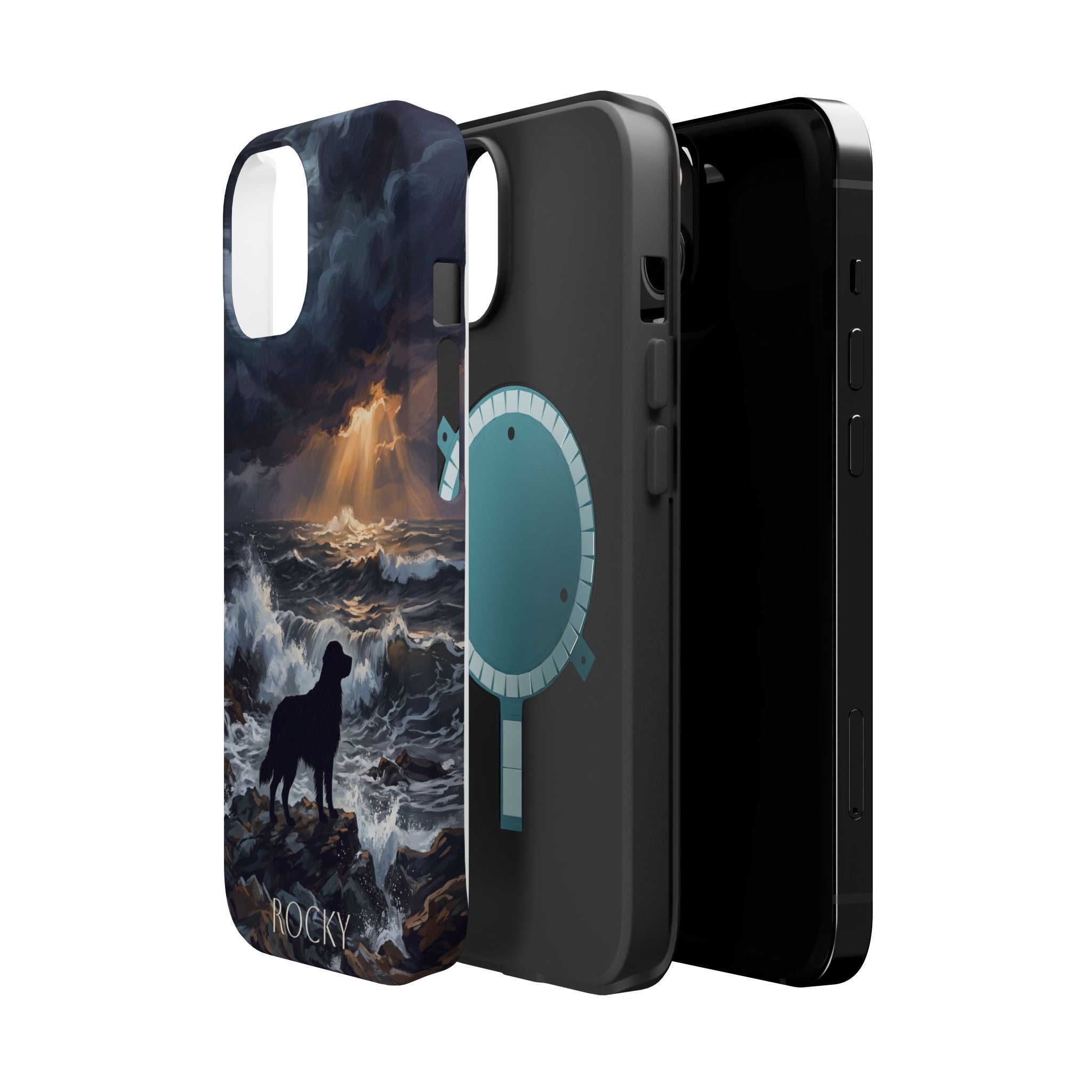 Personalized Golden Retriever Stormy Sea Phone Case — Wireless Charging Cover