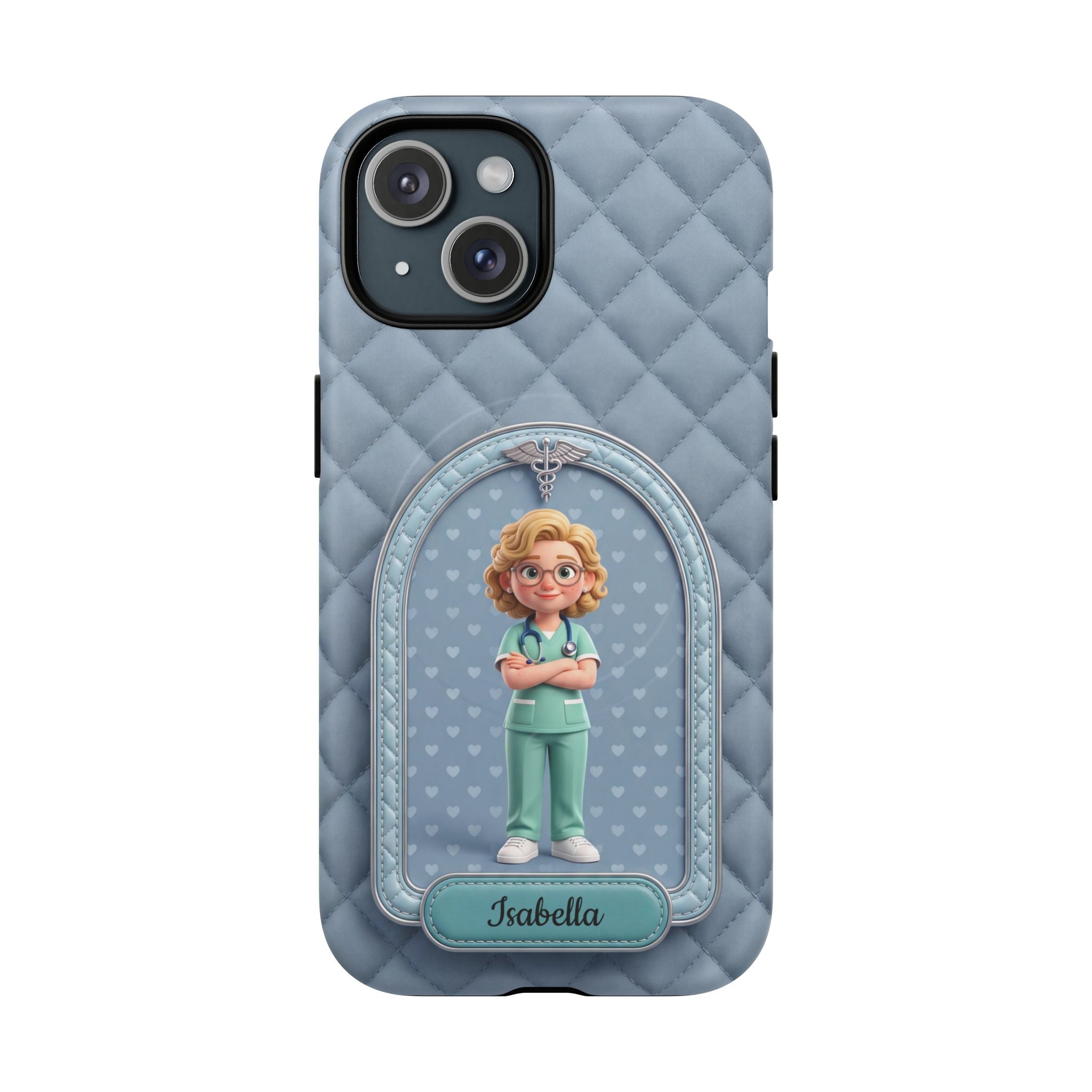 Personalized Nurse Phone Case | Quilted Badge Design, Custom Name iPhone Case
