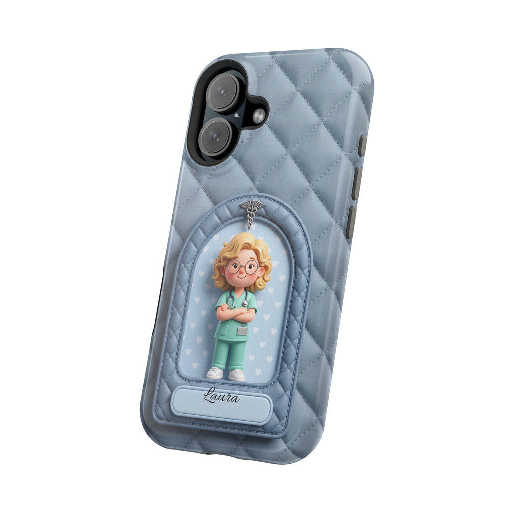 Personalized Quilted Nurse Phone Case — Wireless Charging Cover