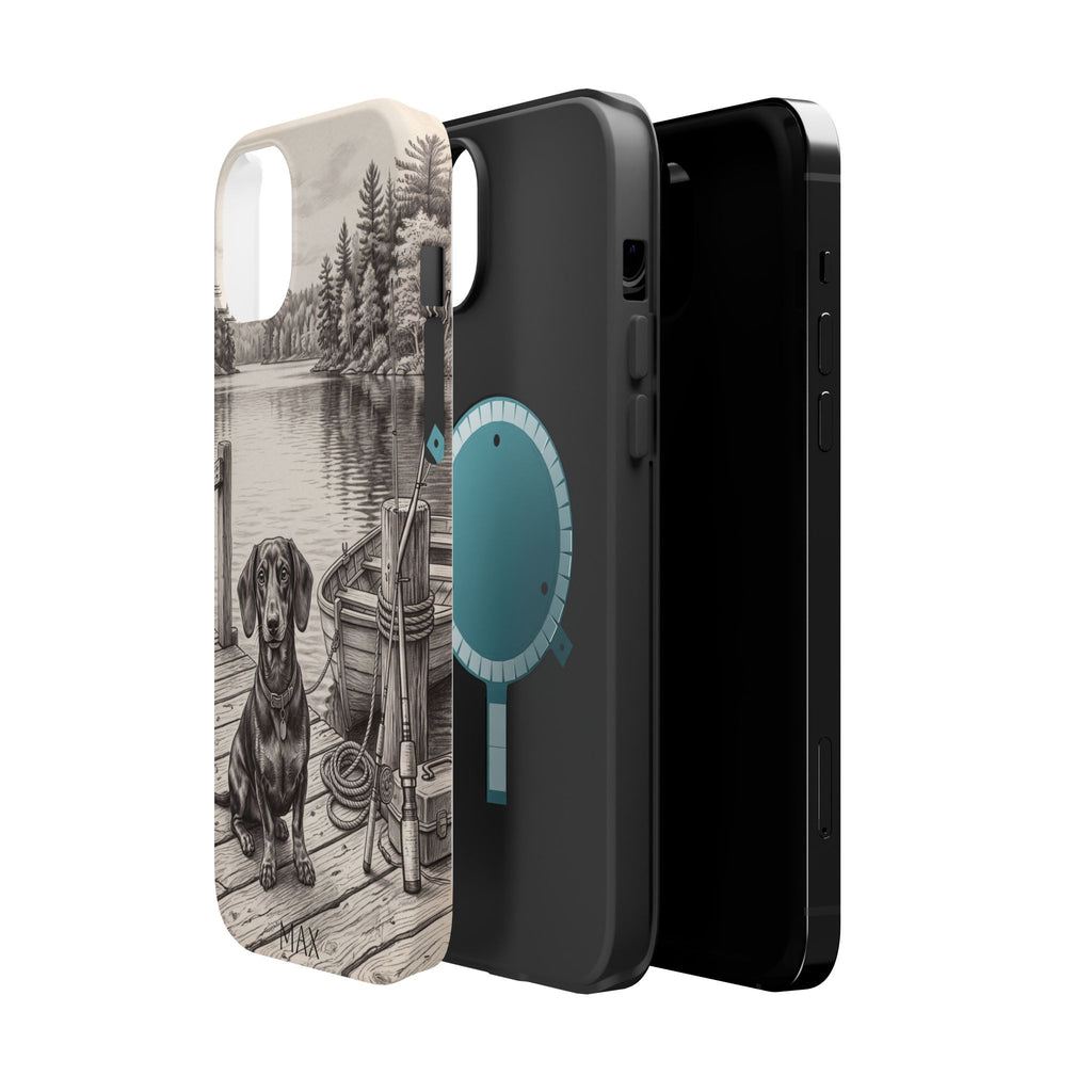 Personalized Dachshund Sunset Beach Phone Case — Wireless Charging Cover