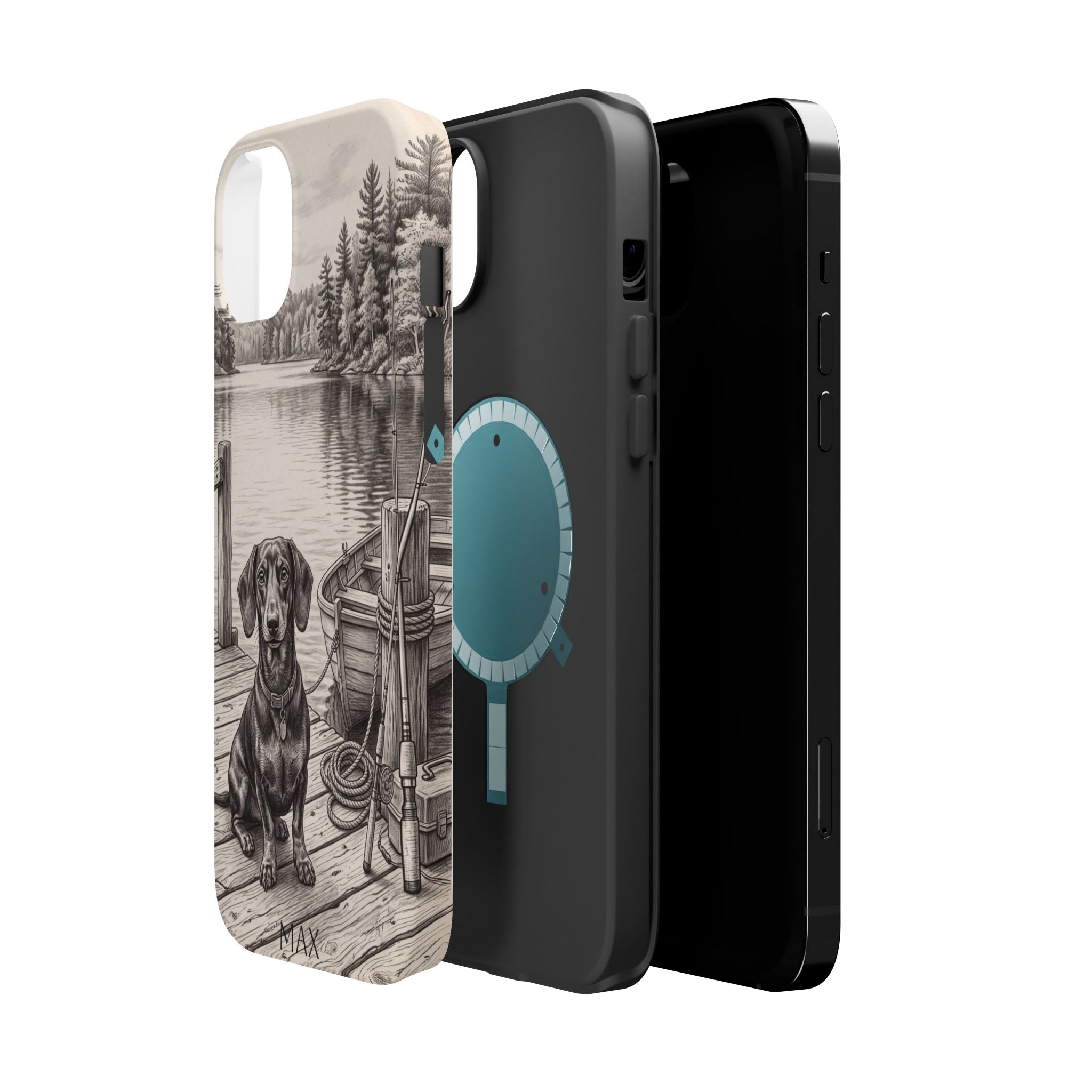 Personalized Dachshund Sunset Beach Phone Case — Wireless Charging Cover