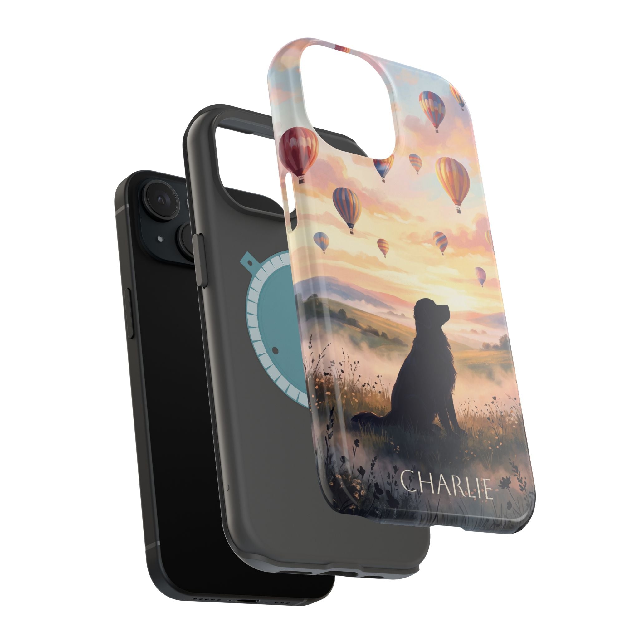 Personalized Golden Retriever Hot Air Balloon Phone Case — Wireless Charging Cover