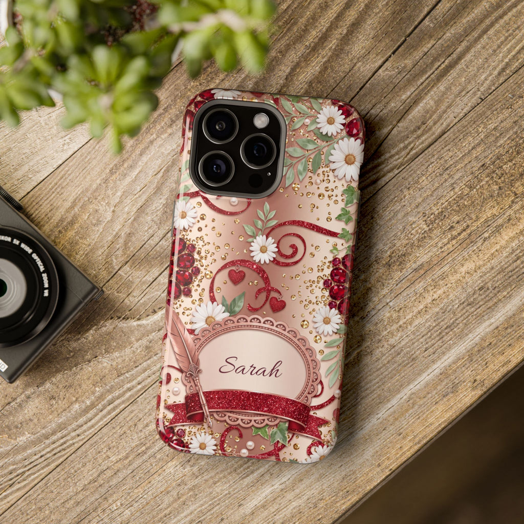 Personalized Vintage Floral Teacher Phone Case — Wireless Charging Cover