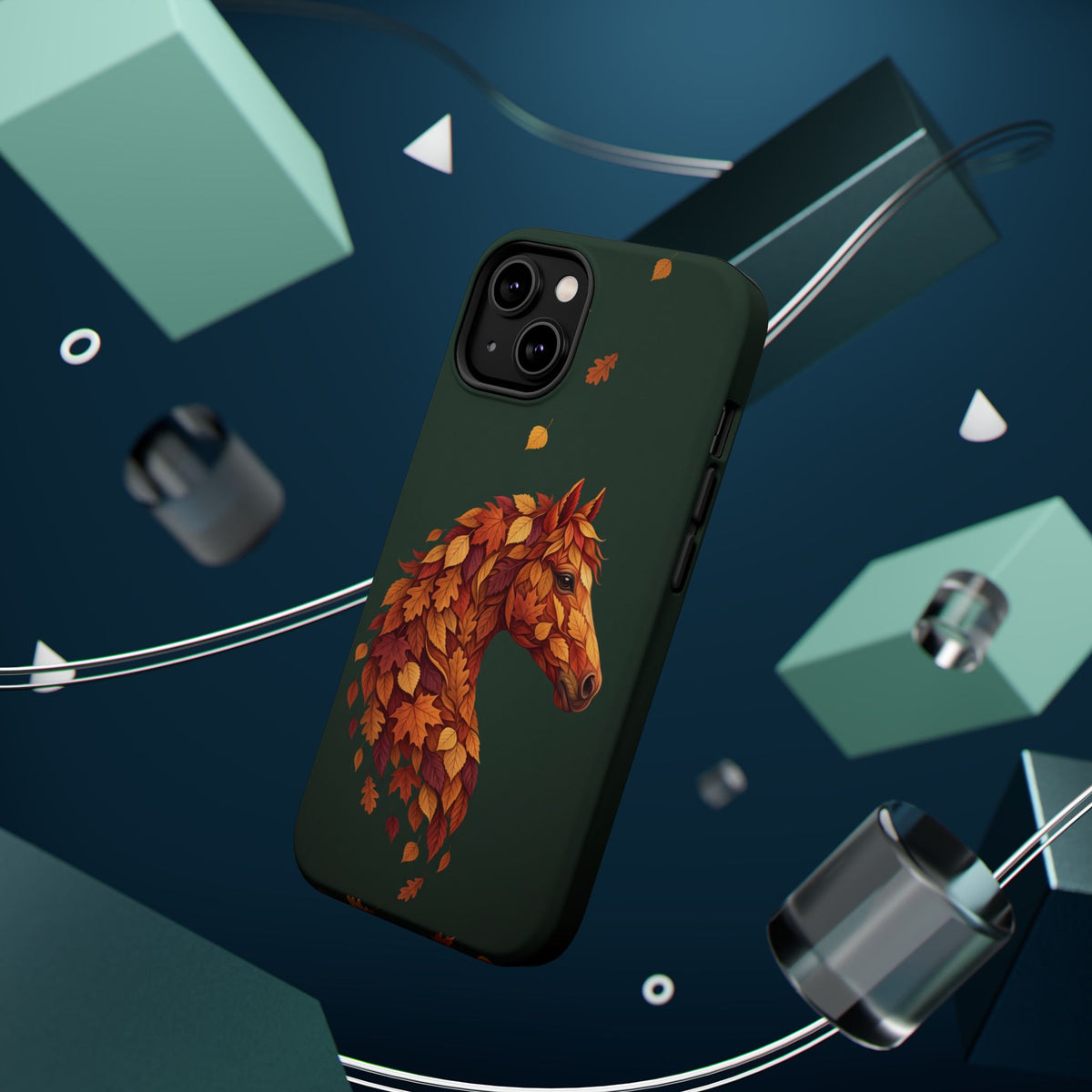 Autumn Leaves Horse Phone Case — Tough Magnetic Case with Wireless Charging