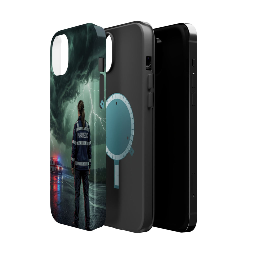 Female Paramedic Green Storm Phone Case — Magnetic Wireless Charging Cover