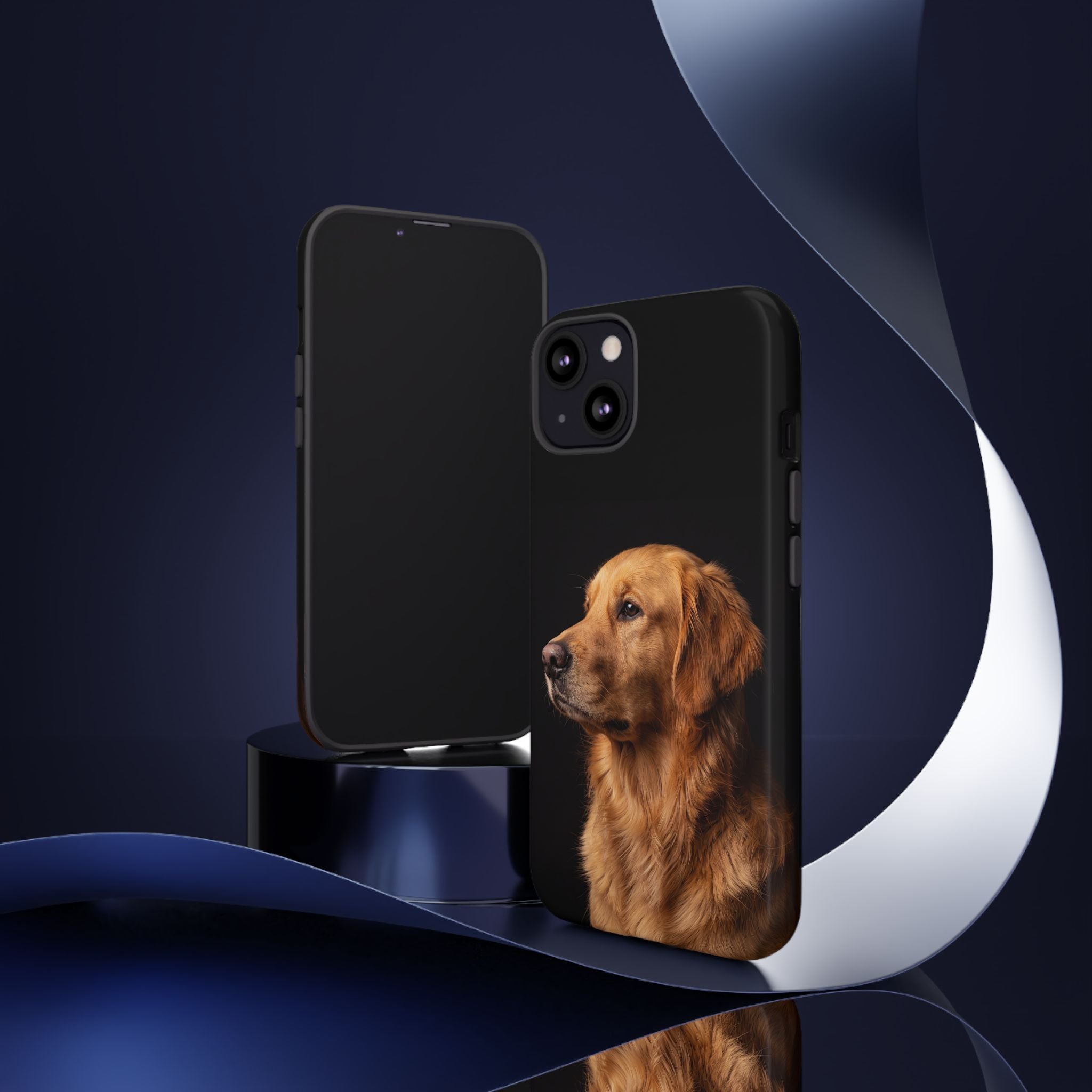 Golden Retriever Portrait Phone Case | Realistic Dog Photo on Black Background | iPhone & Samsung
