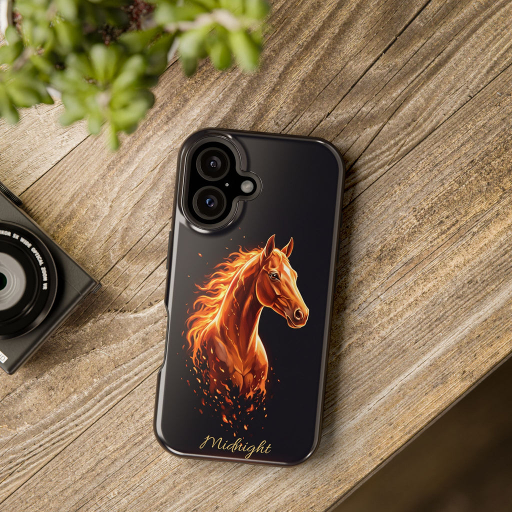 Personalized Fire & Ember Horse Phone Case — Tough Magnetic Case with Wireless Charging