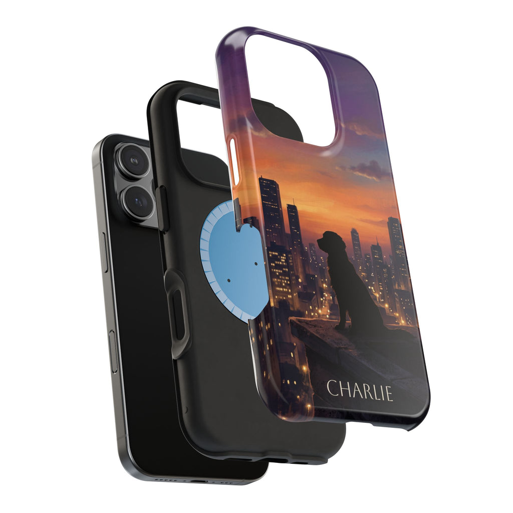 Personalized Golden Retriever City Skyline Phone Case — Wireless Charging Cover