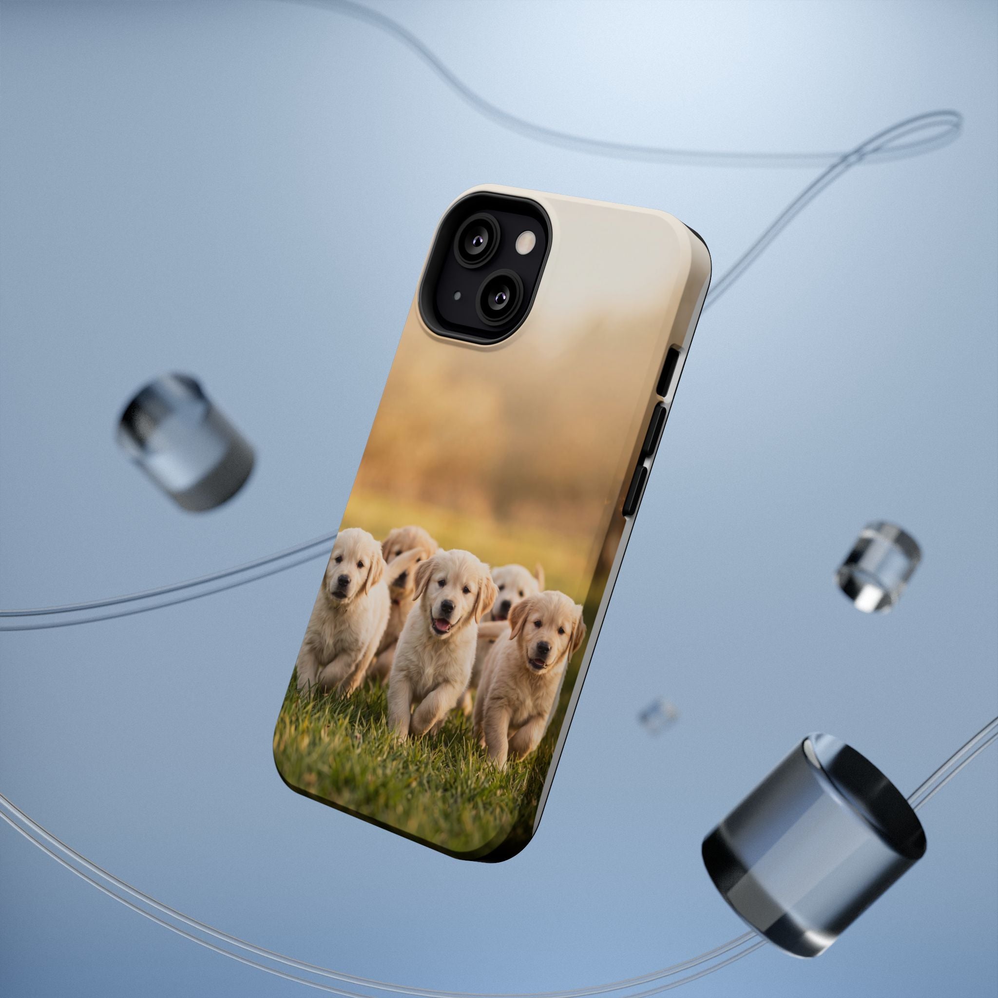 Golden Retriever Puppies Phone Case — Impact-Resistant Wireless Charging Cover