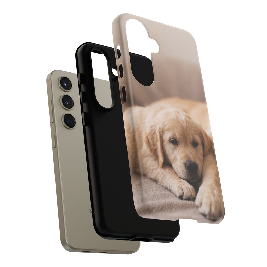 Sleepy Golden Retriever Puppy Phone Case | Cozy Cuddly Puppy Portrait | Samsung & iPhone