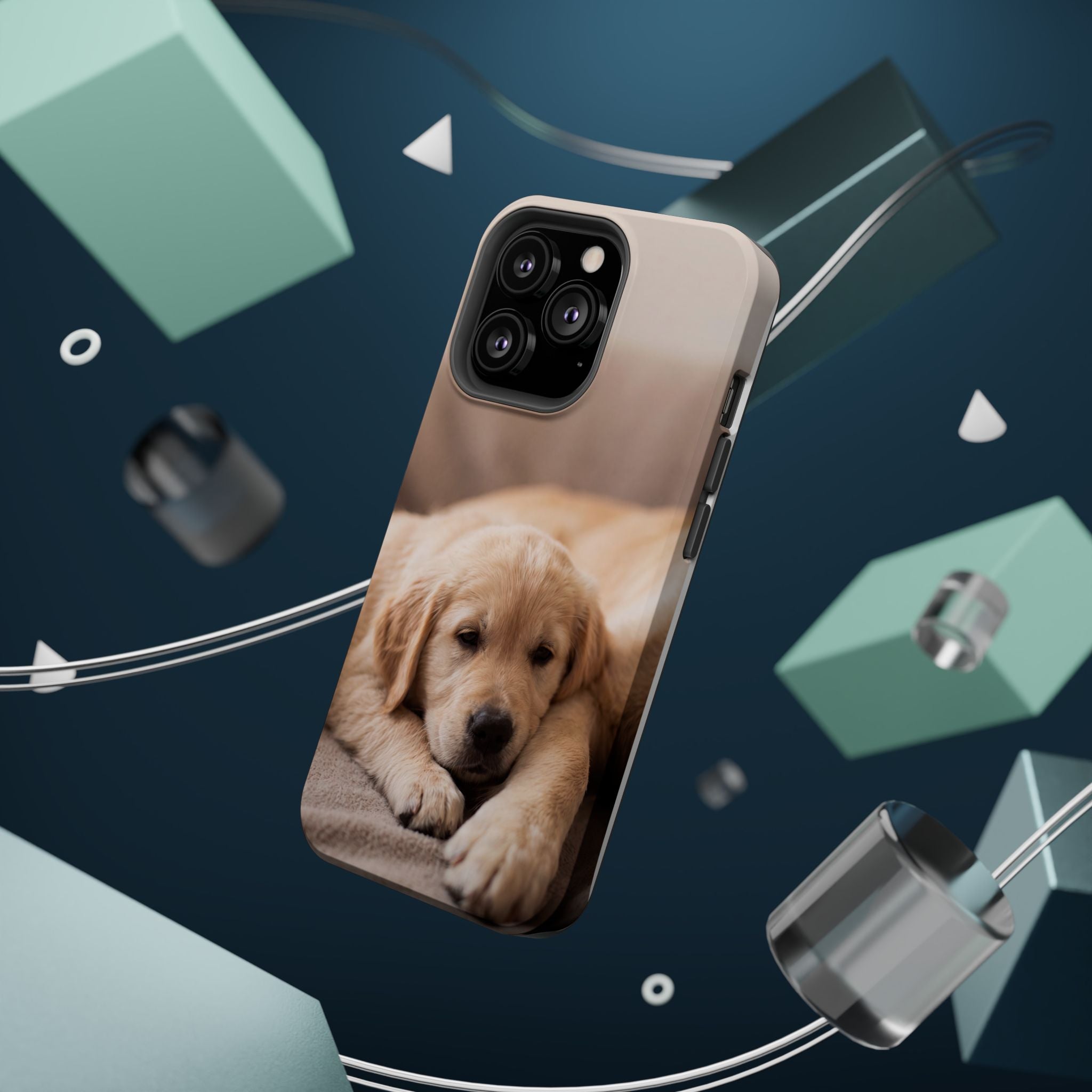 Golden Retriever Puppy Phone Case — Impact-Resistant Wireless Charging Cover