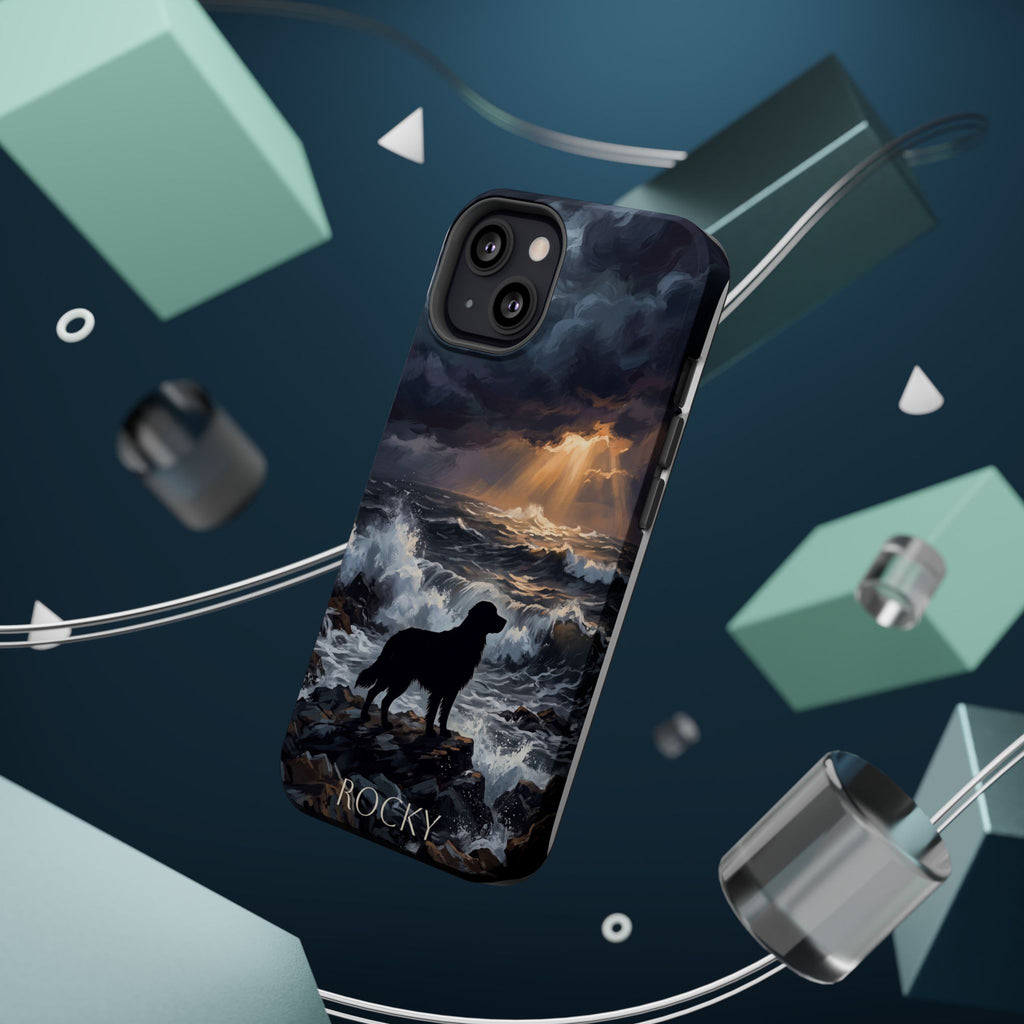 Personalized Golden Retriever Stormy Sea Phone Case — Wireless Charging Cover