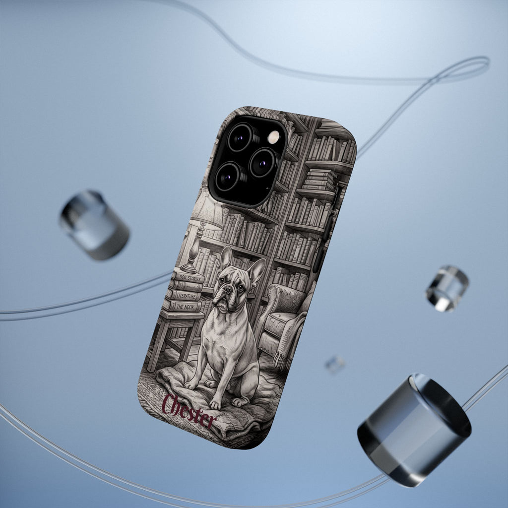 Personalized French Bulldog Library Study Phone Case — Wireless Charging Cover