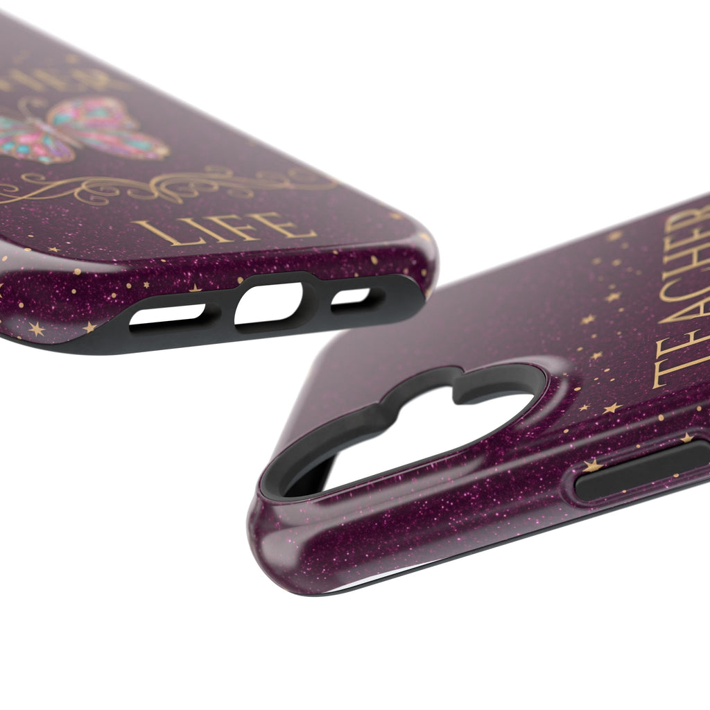 Teacher Life Glitter Butterfly Phone Case — Wireless Charging Cover