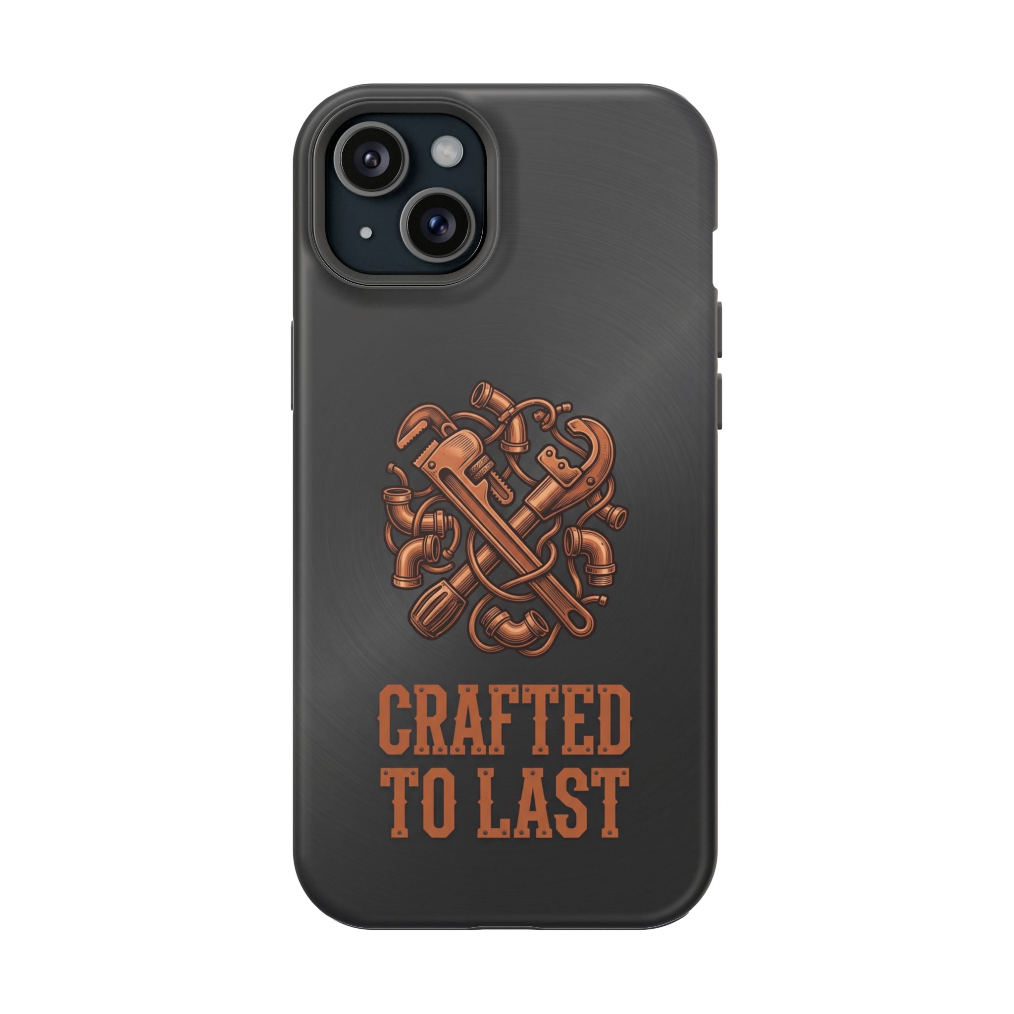 Crafted to Last Phone Case — Crossed Wrenches Wireless Charging Cover