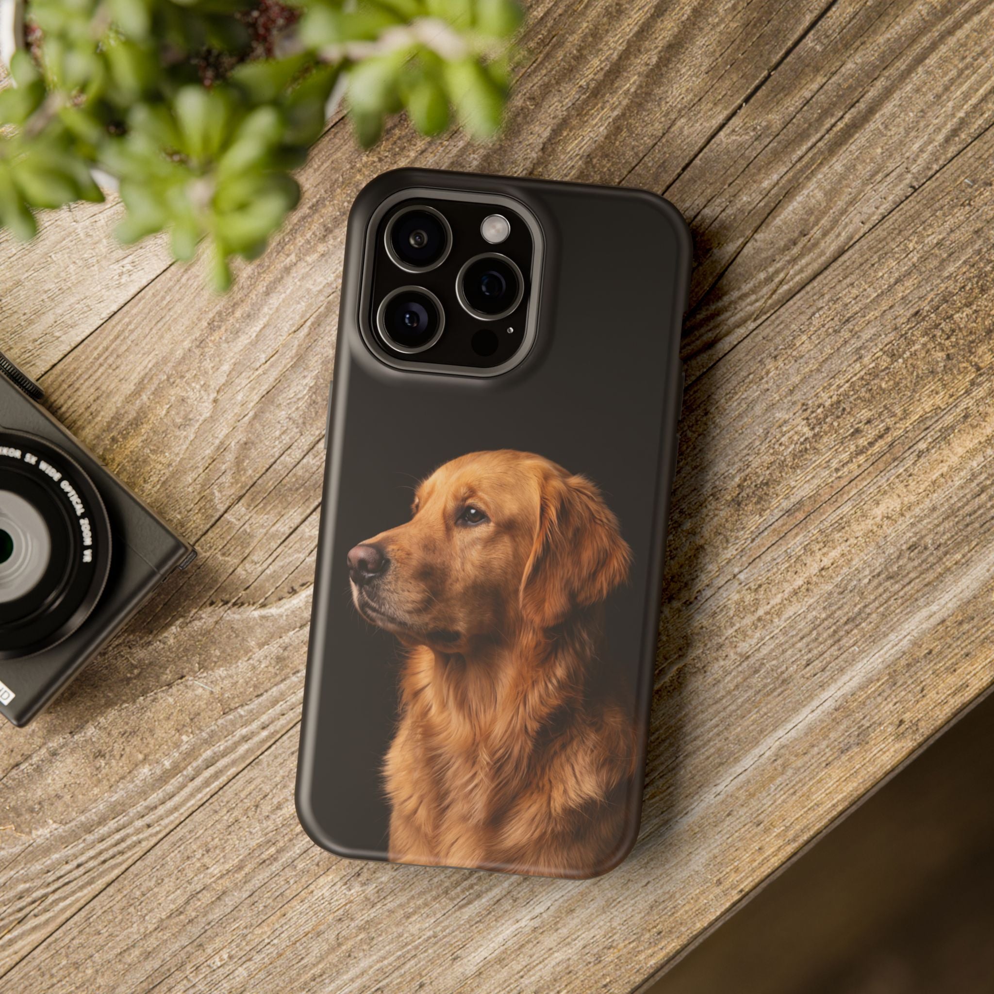 Golden Retriever Portrait Phone Case — Impact-Resistant Wireless Charging Cover