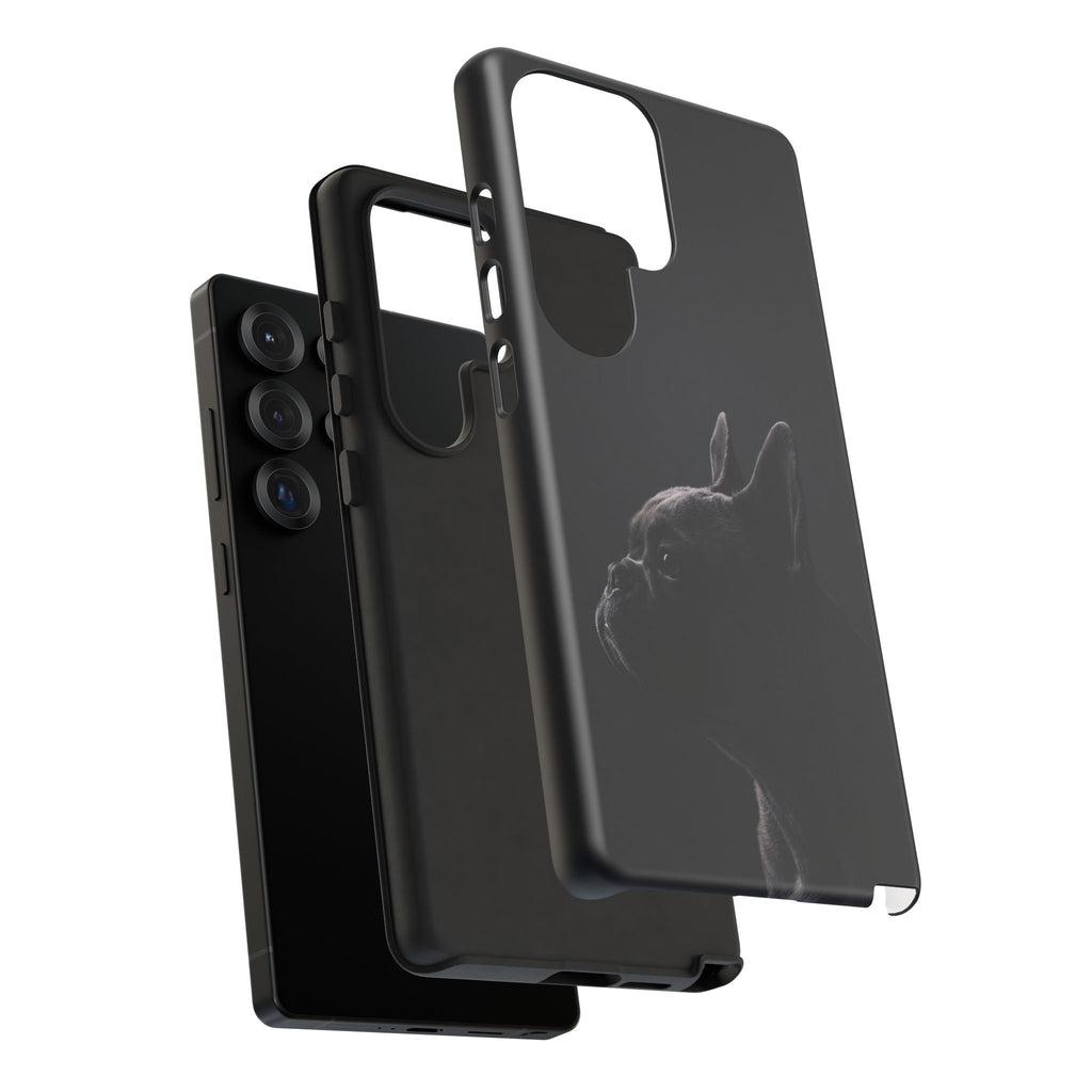 Silhouette French Bulldog Phone Case | Minimalist Black-on-Black Frenchie Profile | iPhone & Samsung