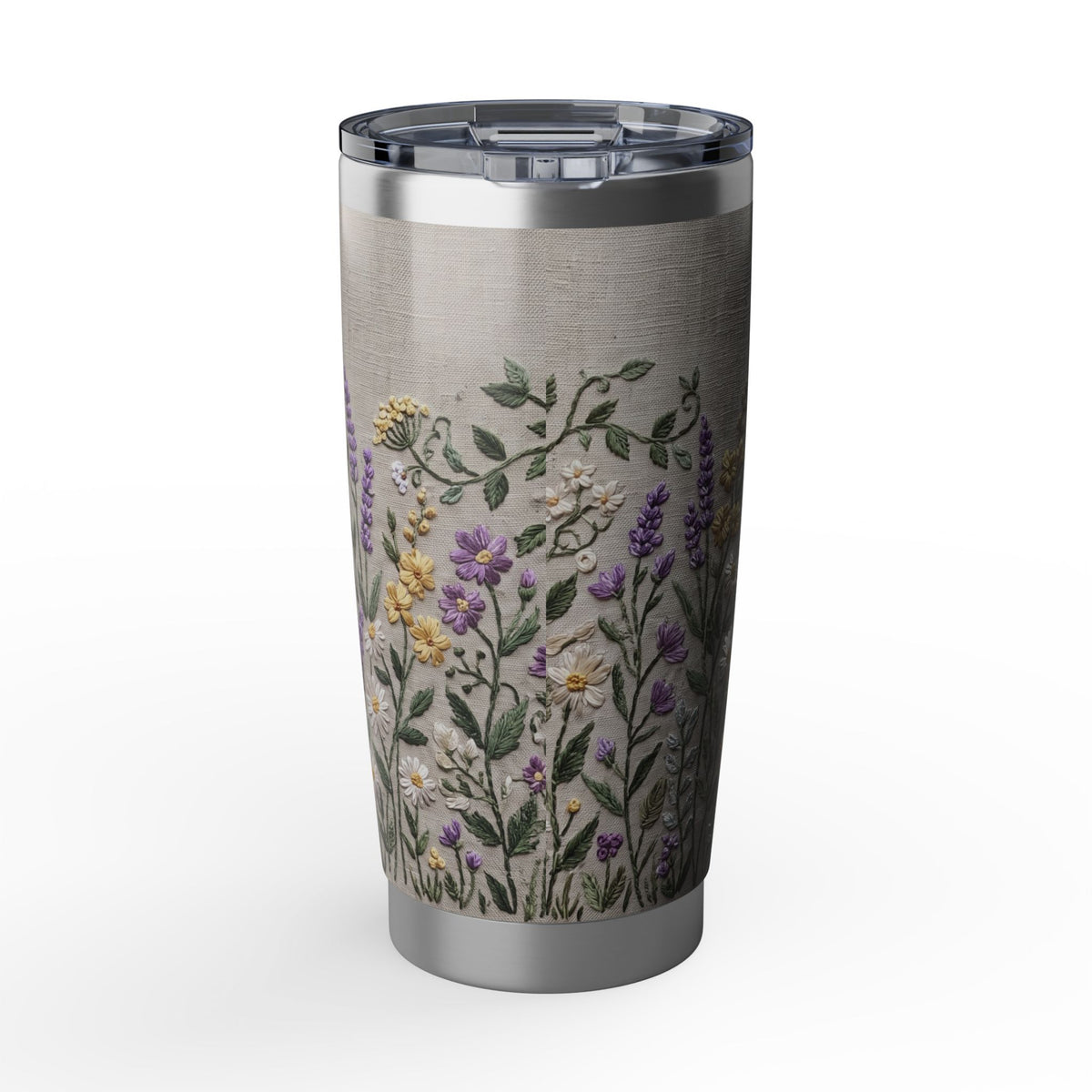 Horse Personalized Tumbler | Floral Embroidery Art — 20 oz Stainless Travel Mug