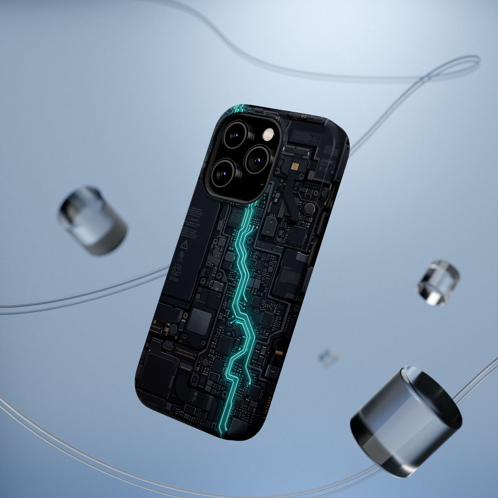 Cyan Bolt Electrician Phone Case — Electric Circuit Wireless Charging Cover