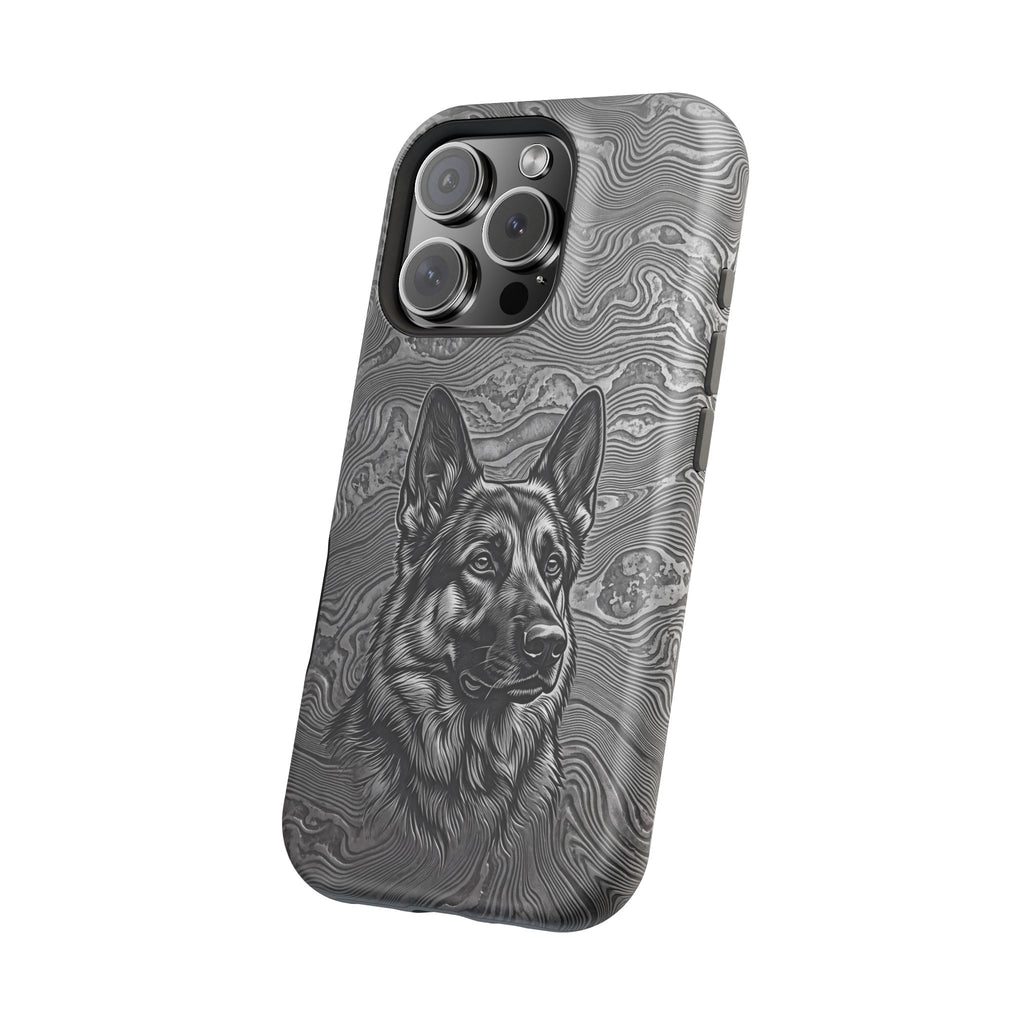 German Shepherd Phone Case | Damascus Art — Tough Magnetic Case with Wireless Charging