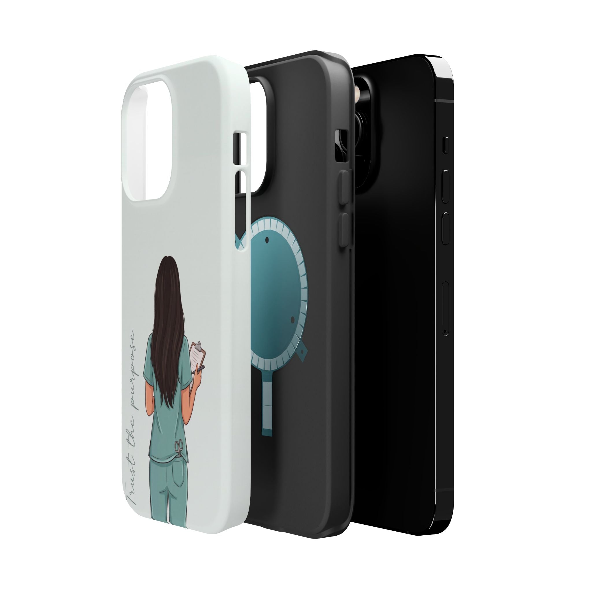 Nurse Illustration Phone Case — Impact-Resistant Wireless Charging Cover