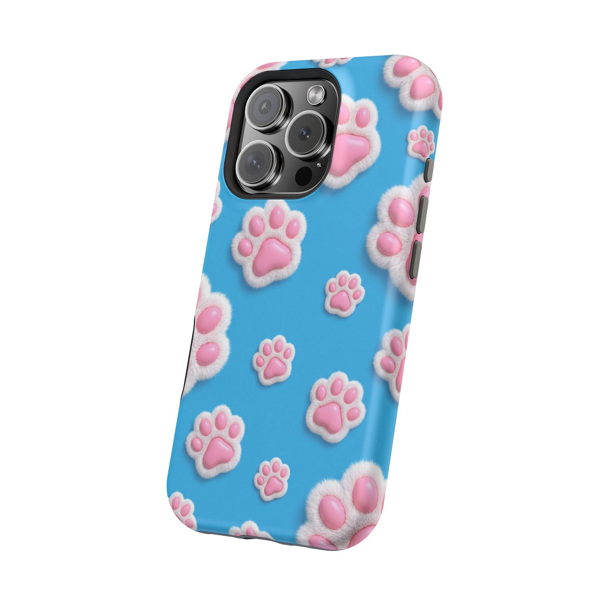 Fluffy Paw Print Phone Case | Cute 3D Pink Paw Pattern Case for Dog & Cat Lovers | iPhone & Samsung