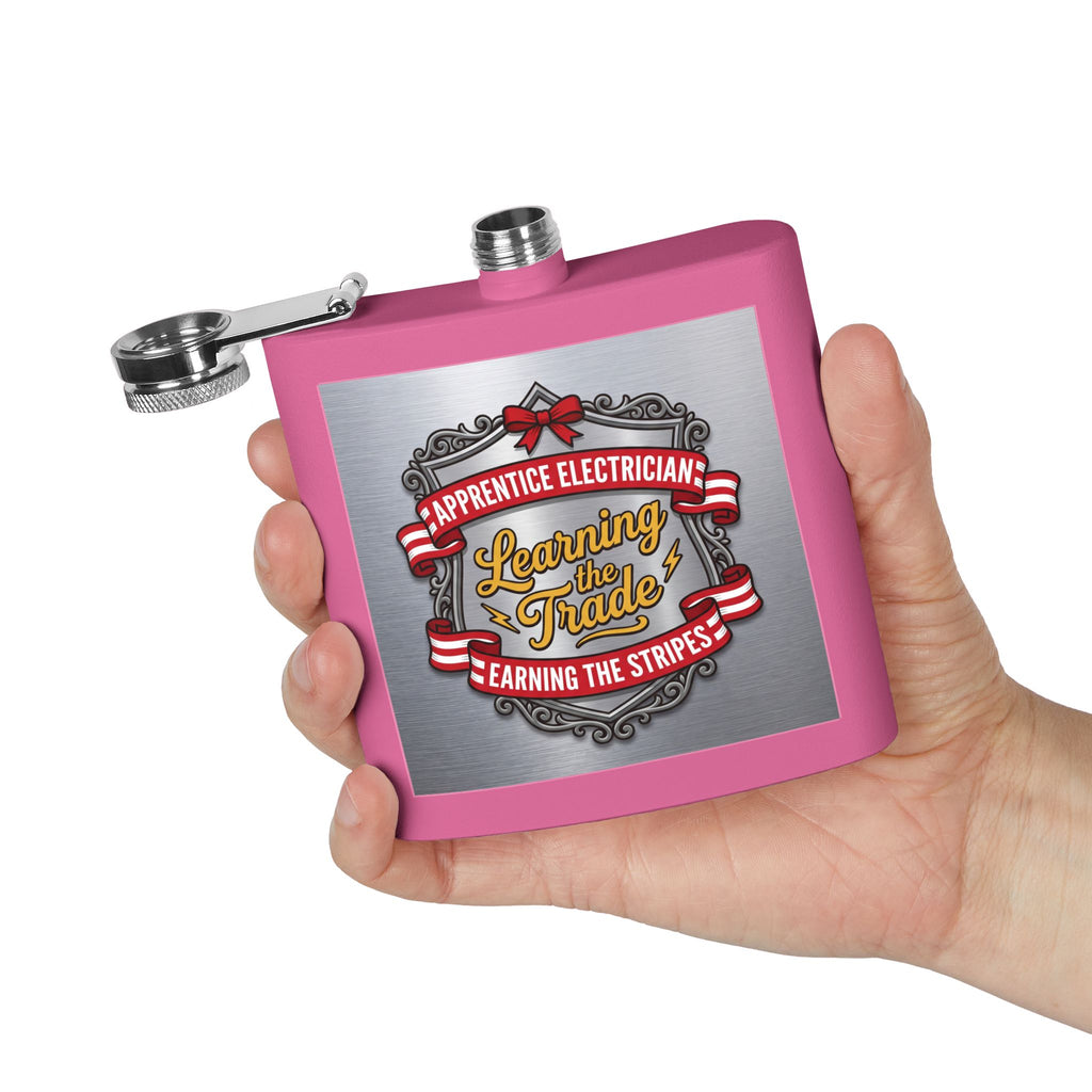 Flask — "Apprentice Electrician: Learning the Trade, Earning the Stripes" 6oz Stainless Steel