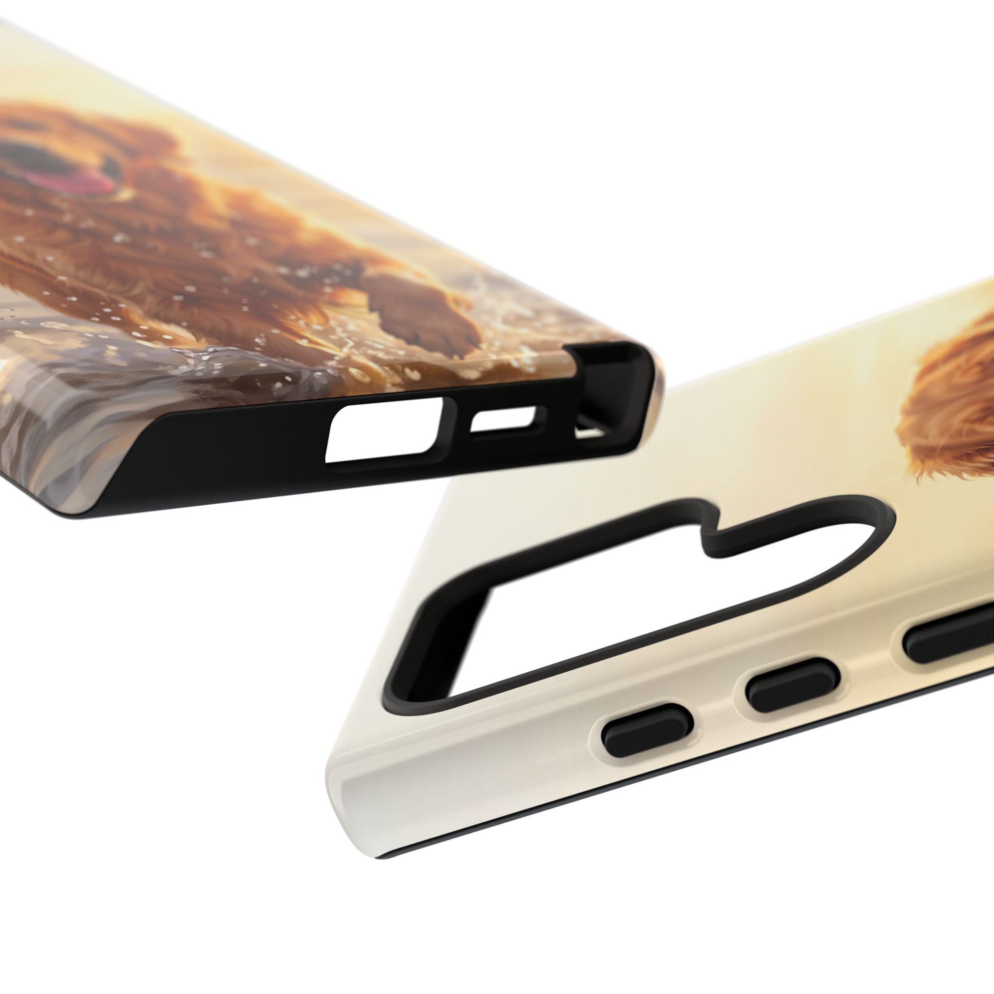 Golden Retriever Splashing in Water Phone Case | Joyful Dog at Golden Hour | iPhone & Samsung