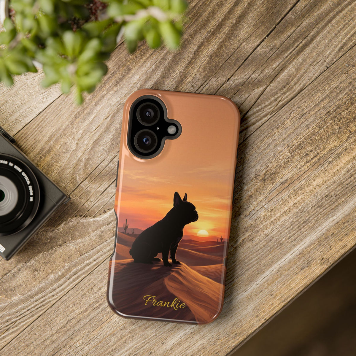 Personalized French Bulldog Desert Sunset Phone Case — Wireless Charging Cover