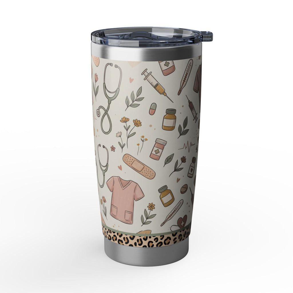 Personalized Leopard Bandana Nurse Tumbler – Custom Name Realistic Design 20 oz