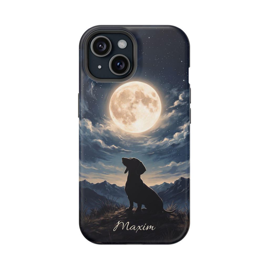 Personalized Dachshund Moonlight Phone Case — Wireless Charging Cover