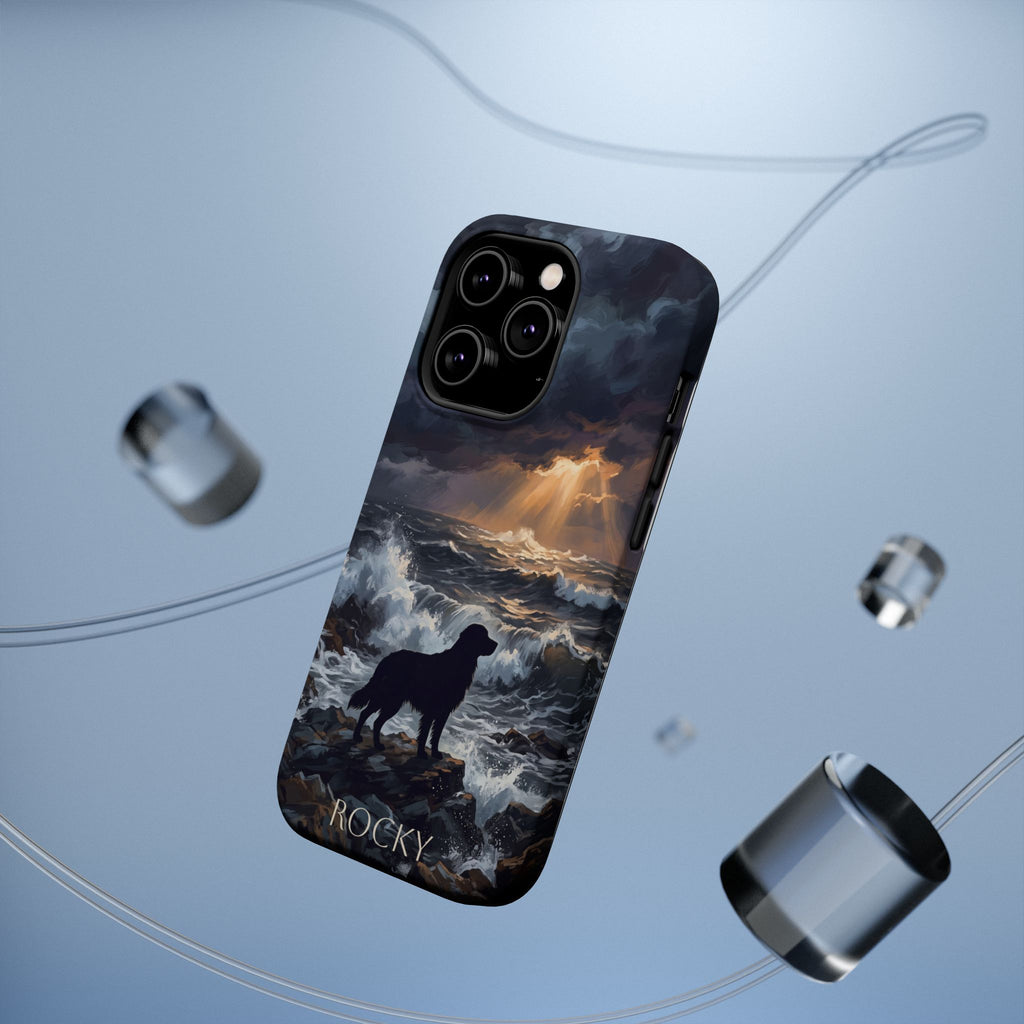 Personalized Golden Retriever Stormy Sea Phone Case — Wireless Charging Cover