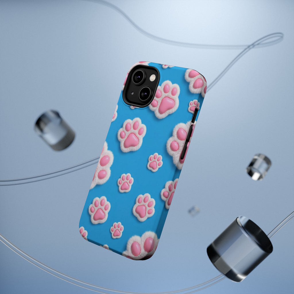 Fluffy Paw Print Phone Case | Cute 3D Pink Paw Pattern Case for Dog & Cat Lovers | iPhone & Samsung