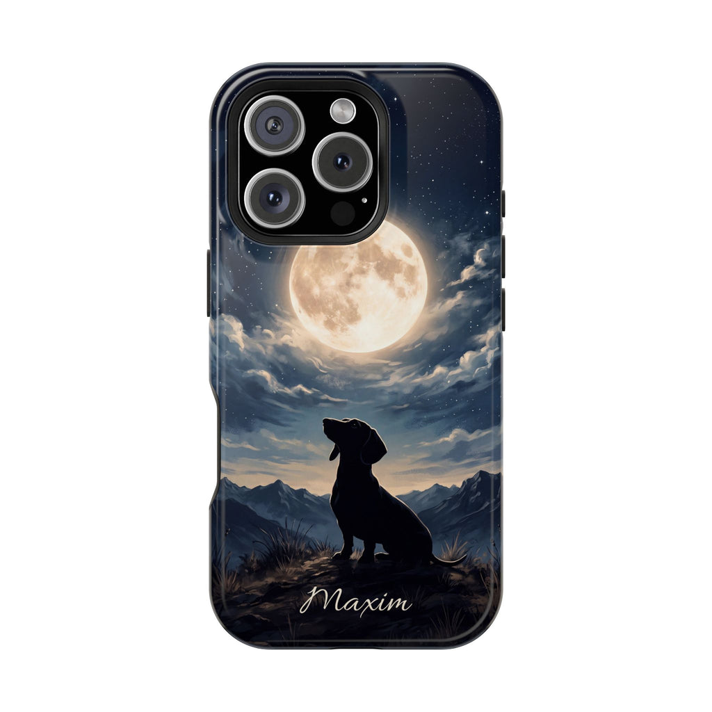 Personalized Dachshund Moonlight Phone Case — Wireless Charging Cover