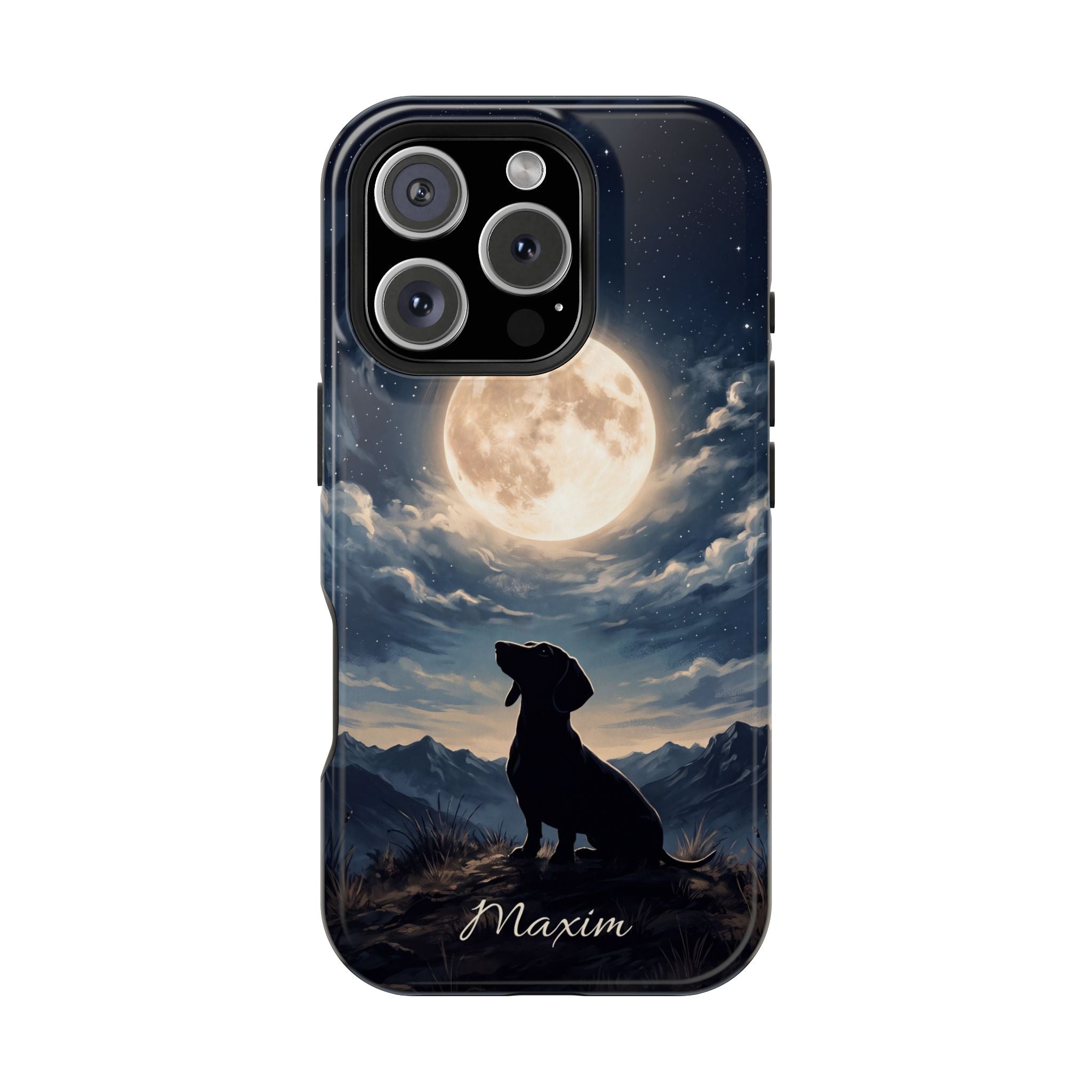 Personalized Dachshund Moonlight Phone Case — Wireless Charging Cover