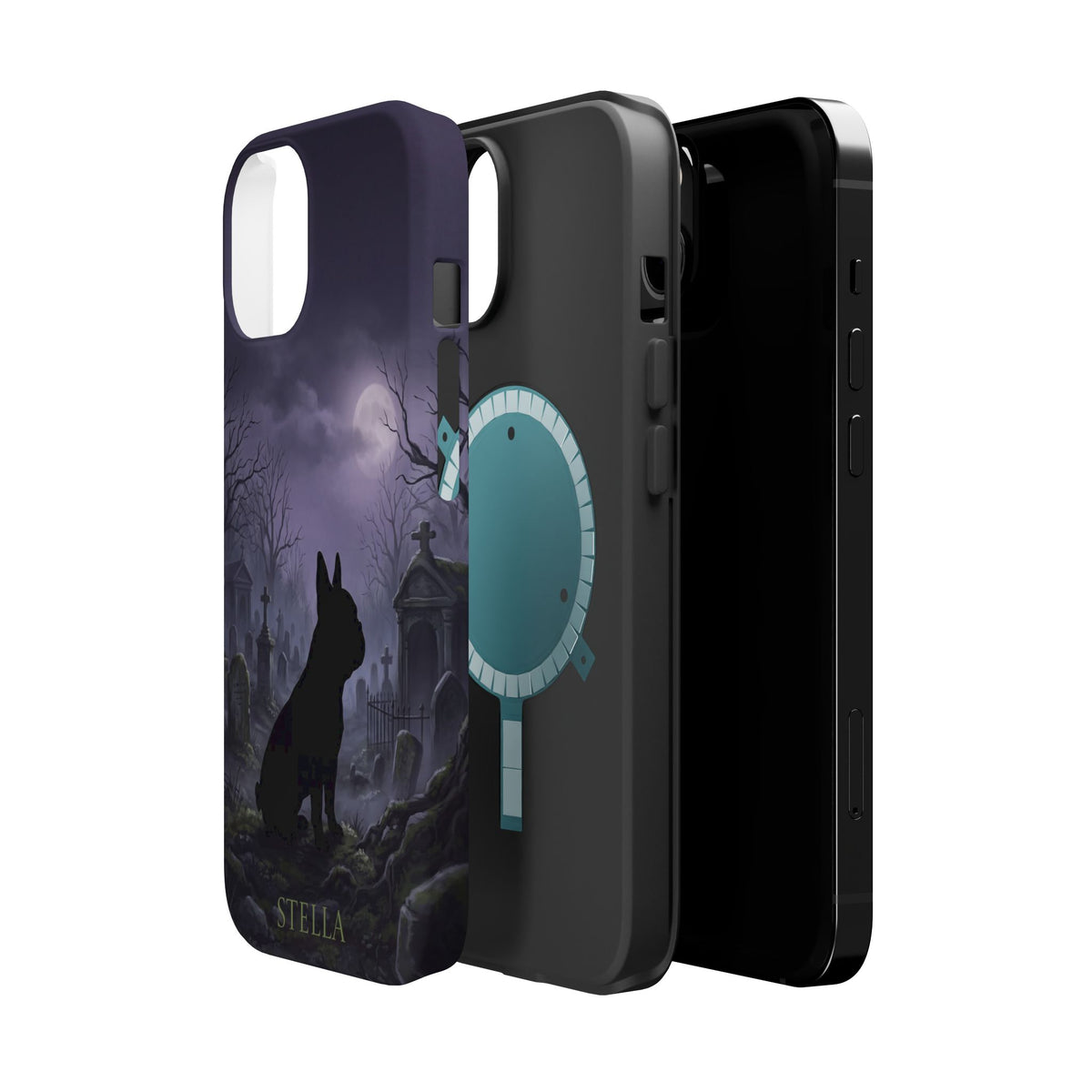Personalized French Bulldog Moonlit Graveyard Phone Case — Wireless Charging Cover
