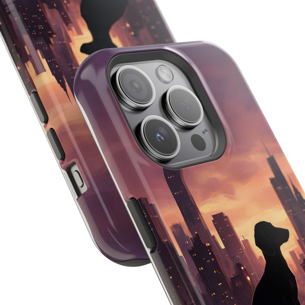 Personalized Dachshund City Skyline Phone Case — Wireless Charging Cover