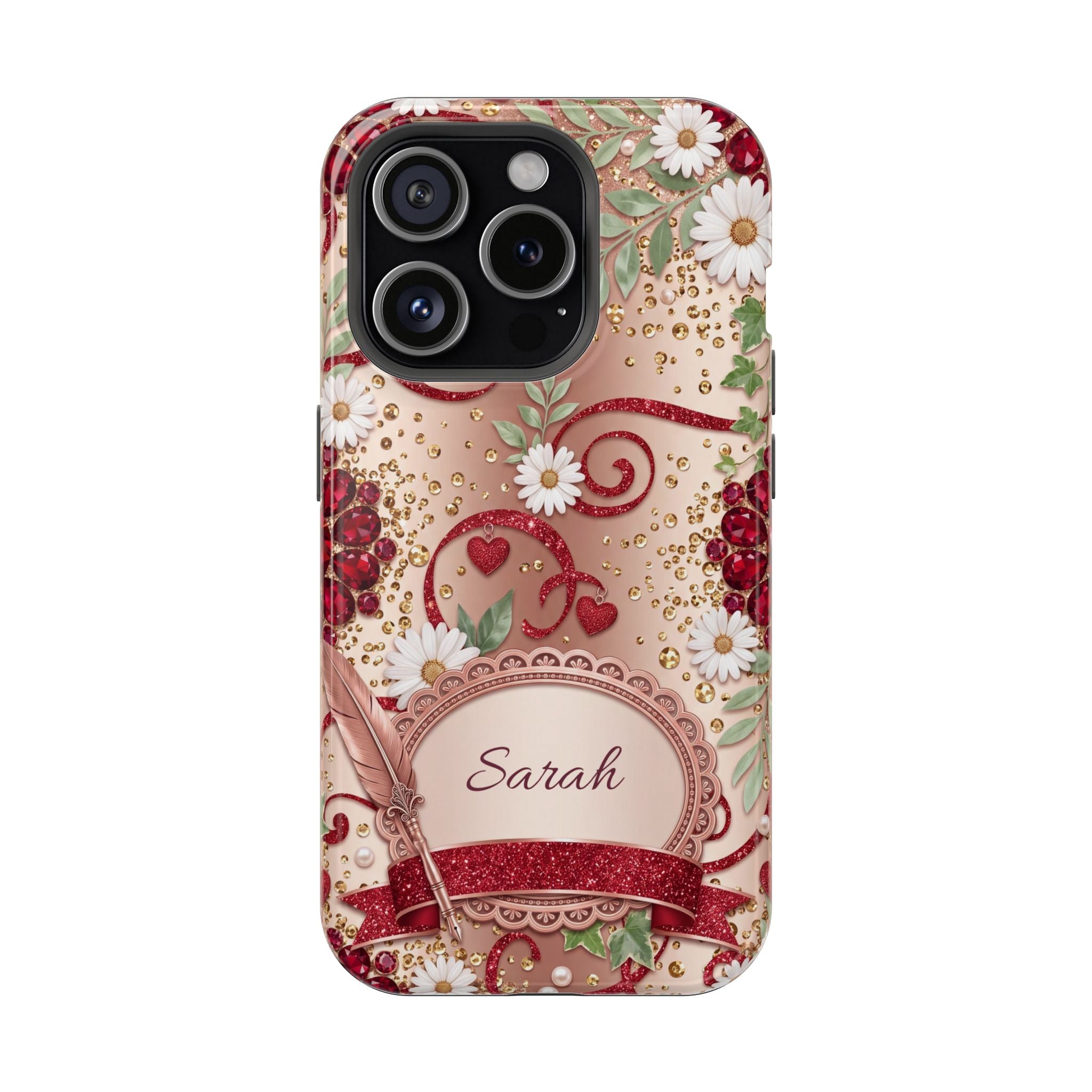 Personalized Vintage Floral Teacher Phone Case — Wireless Charging Cover