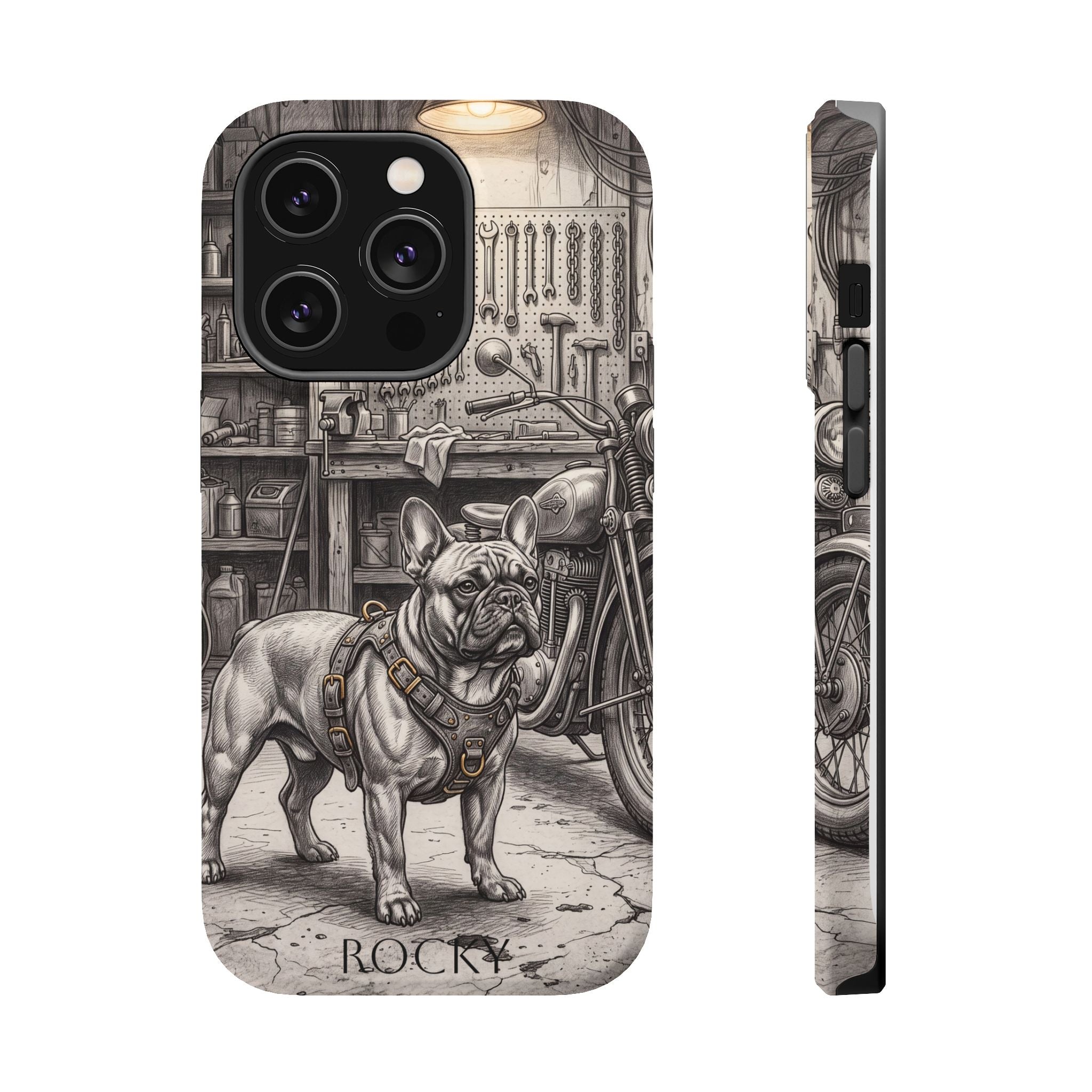 Personalized French Bulldog Vintage Street Phone Case — Wireless Charging Cover