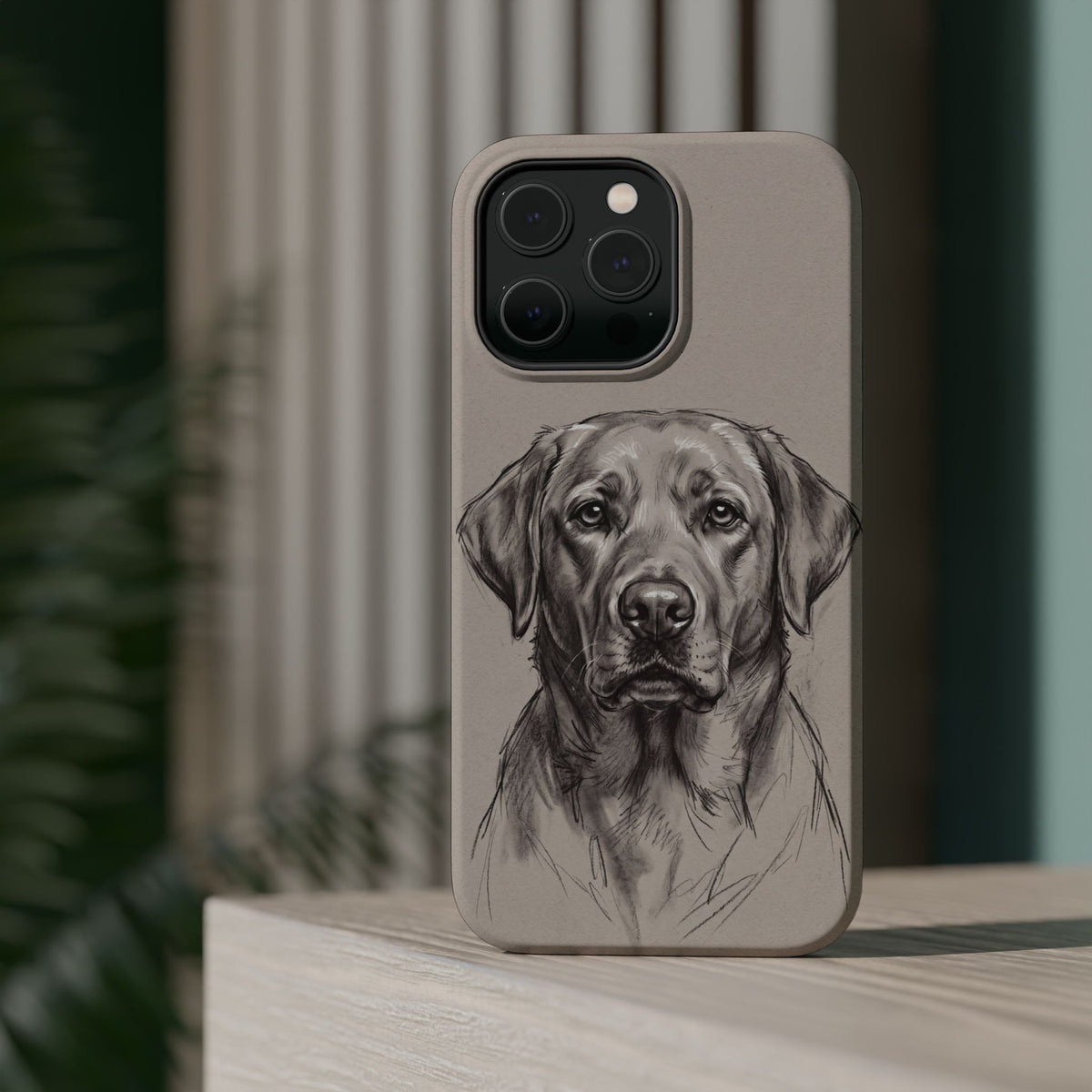Charcoal Sketch Labrador Phone Case — Tough Magnetic Case with Wireless Charging