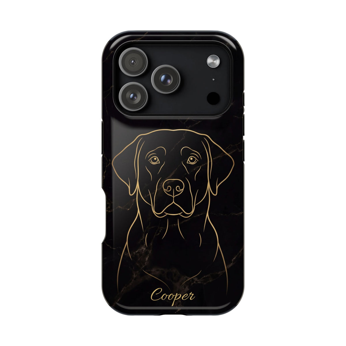 Personalized Gold Line Art Labrador Phone Case — Tough Magnetic Case with Wireless Charging