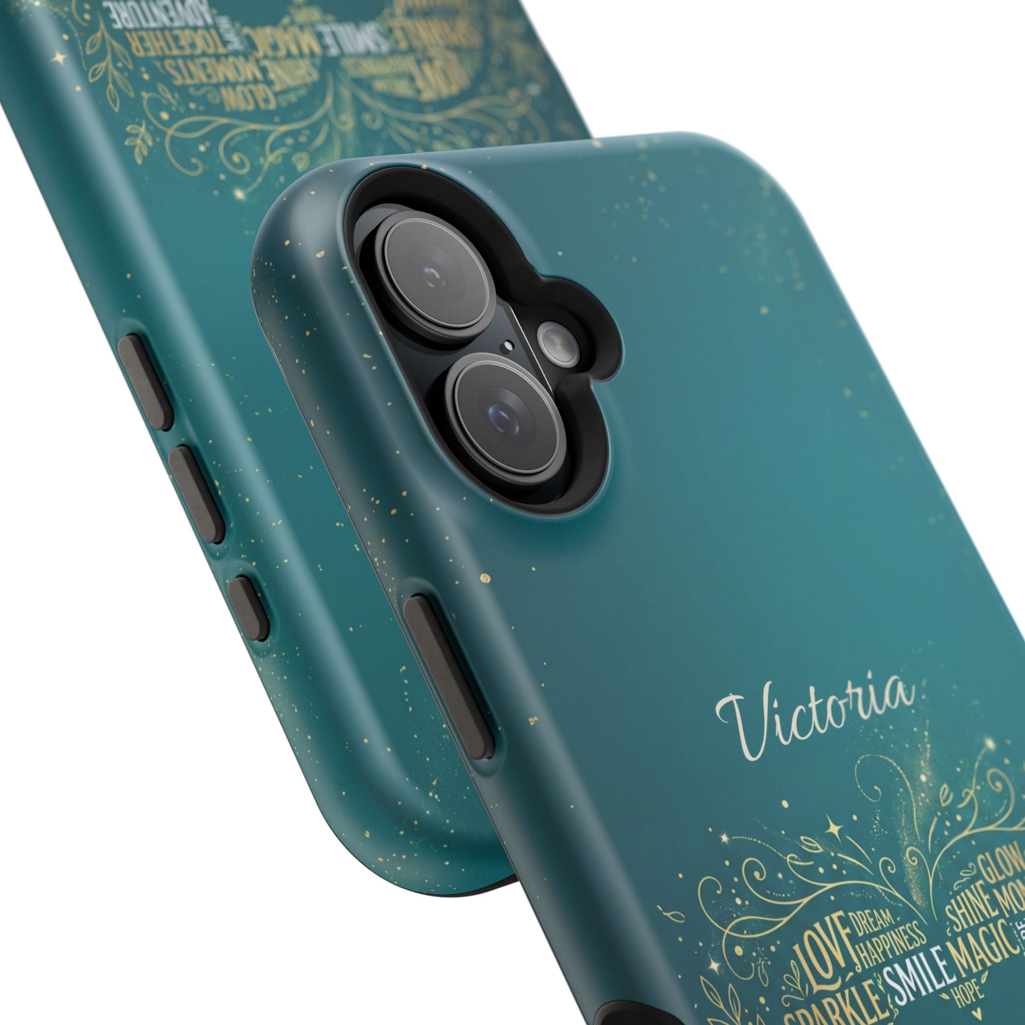 Personalized Teacher Heart Word Art Phone Case — Impact-Resistant Wireless Charging Cover