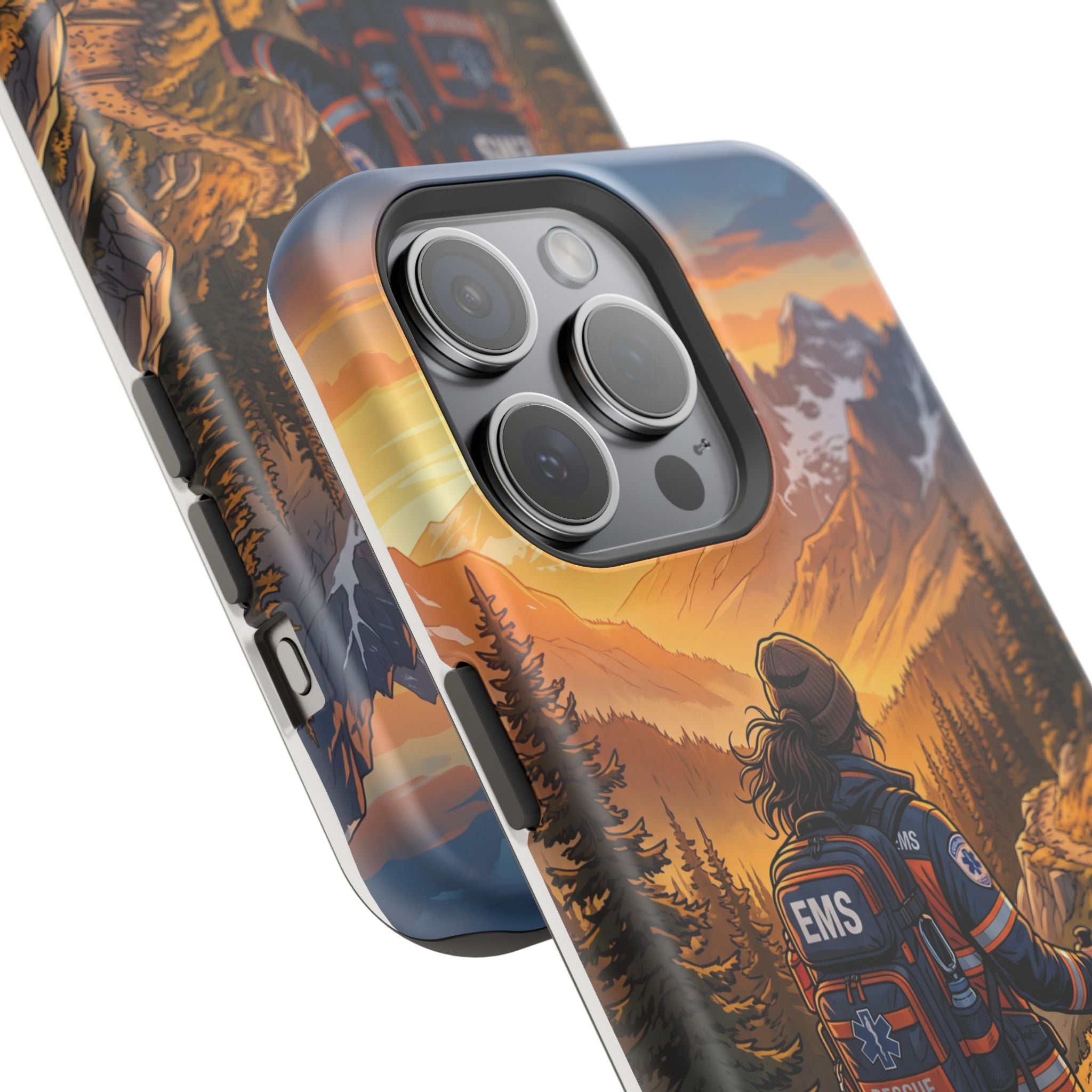 Paramedic/EMT Mountain Phone Case — Magnetic Wireless Charging Cover