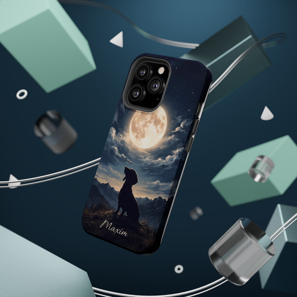 Personalized Dachshund Moonlight Phone Case — Wireless Charging Cover
