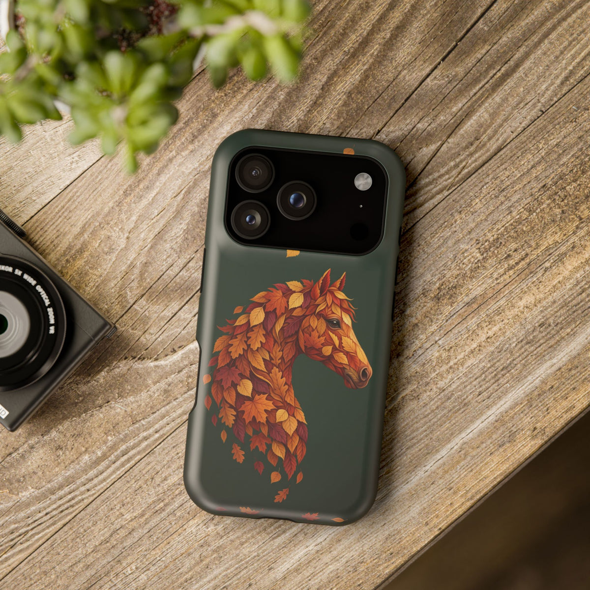 Autumn Leaves Horse Phone Case — Tough Magnetic Case with Wireless Charging