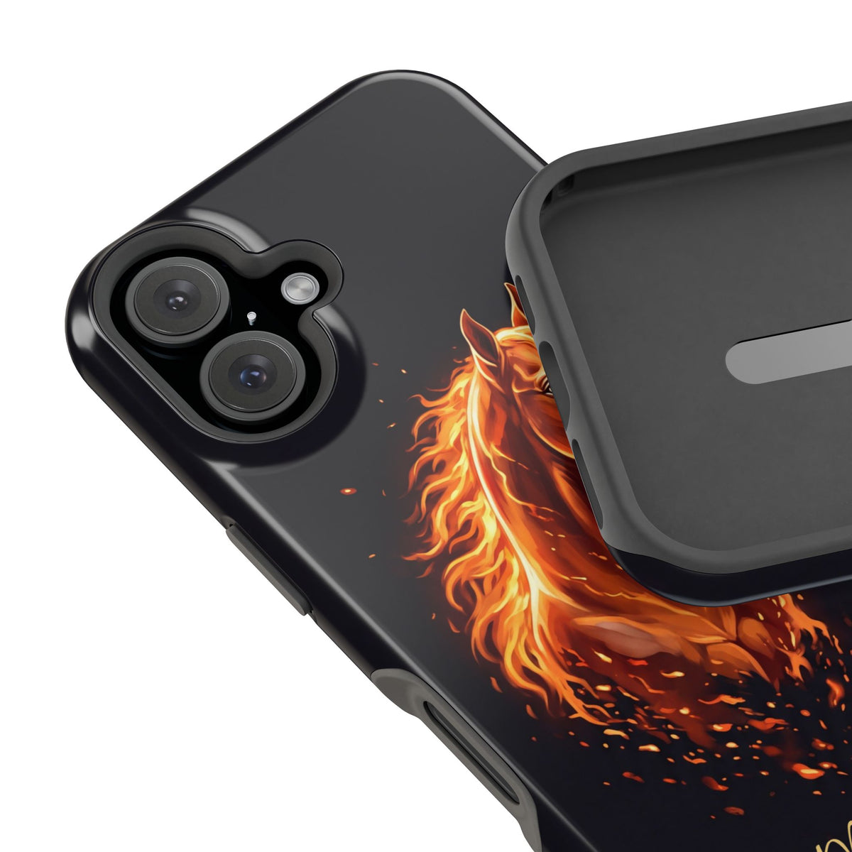 Personalized Fire & Ember Horse Phone Case — Tough Magnetic Case with Wireless Charging